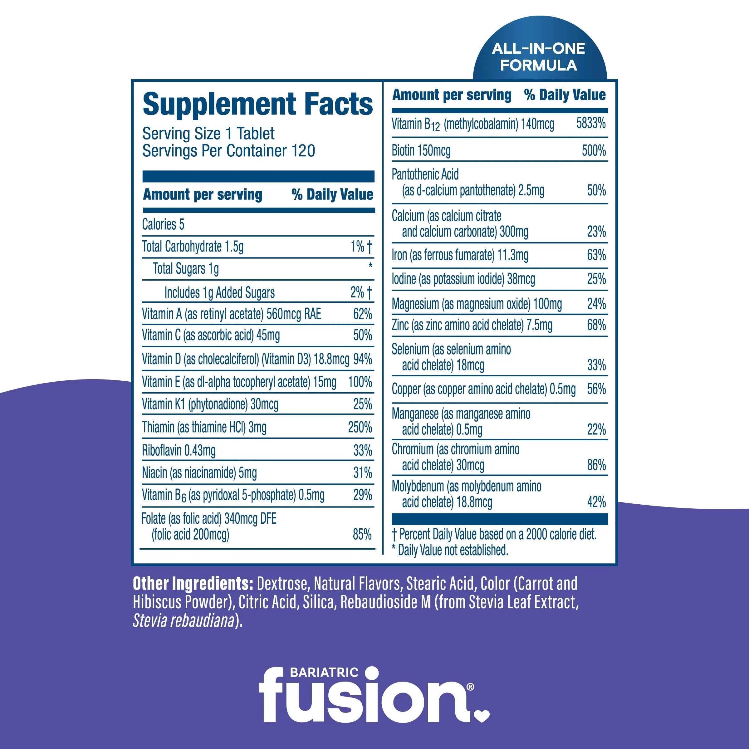 Bariatric Fusion Very Berry Complete Chewable Bariatric Multivitamin with Iron and Vitamin K for Bariatric Surgery Patients Including Bariatric Fusion uk supplements