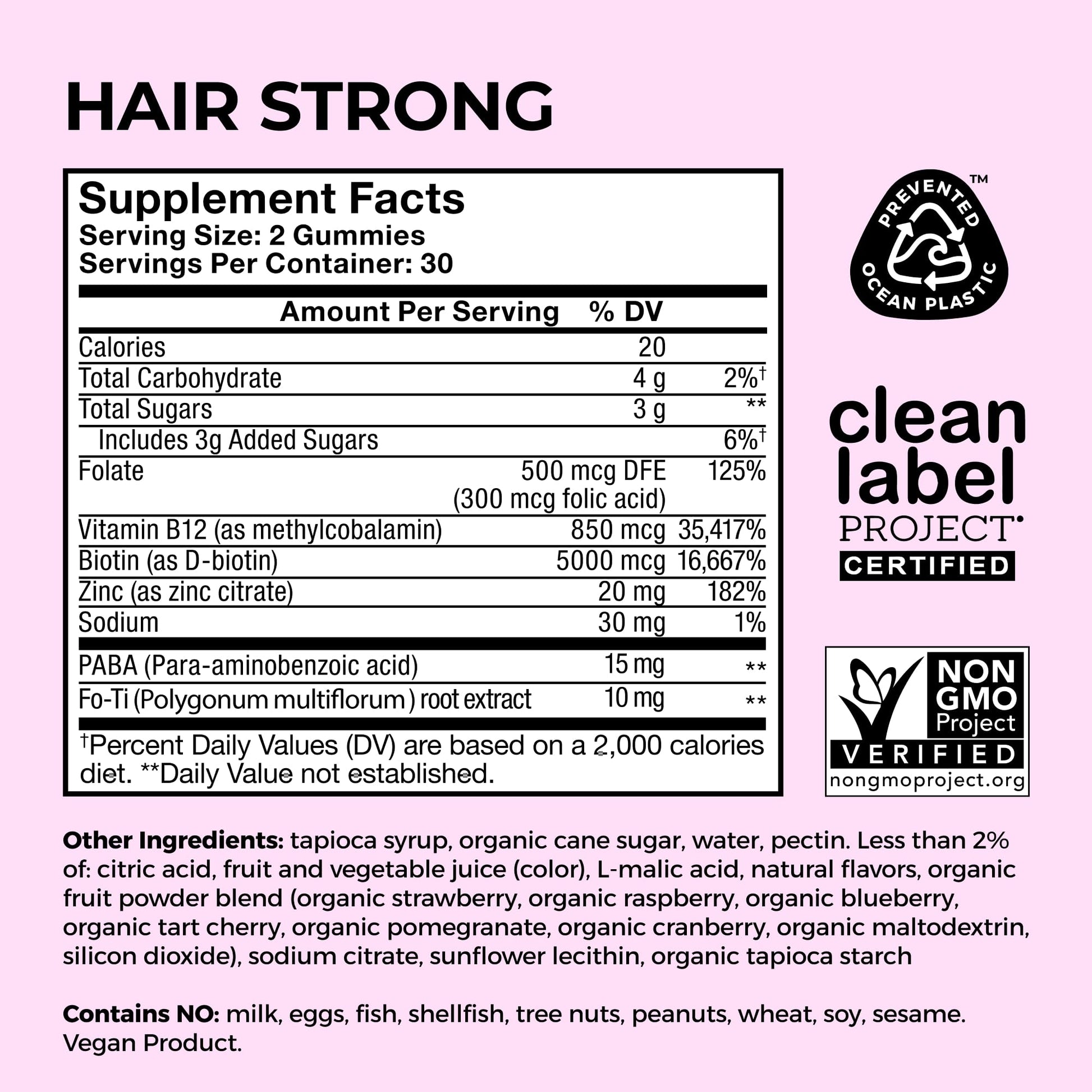 HUM Hair Strong Daily Hair Growth Gummies with Biotin, Zinc, Vitamin B12 to Support Growth, Folic Acid & Vitamin B12 Gummy Vitamins for Healthy Hair Support for Women and Men, 60 Gummies HUM uk supplements