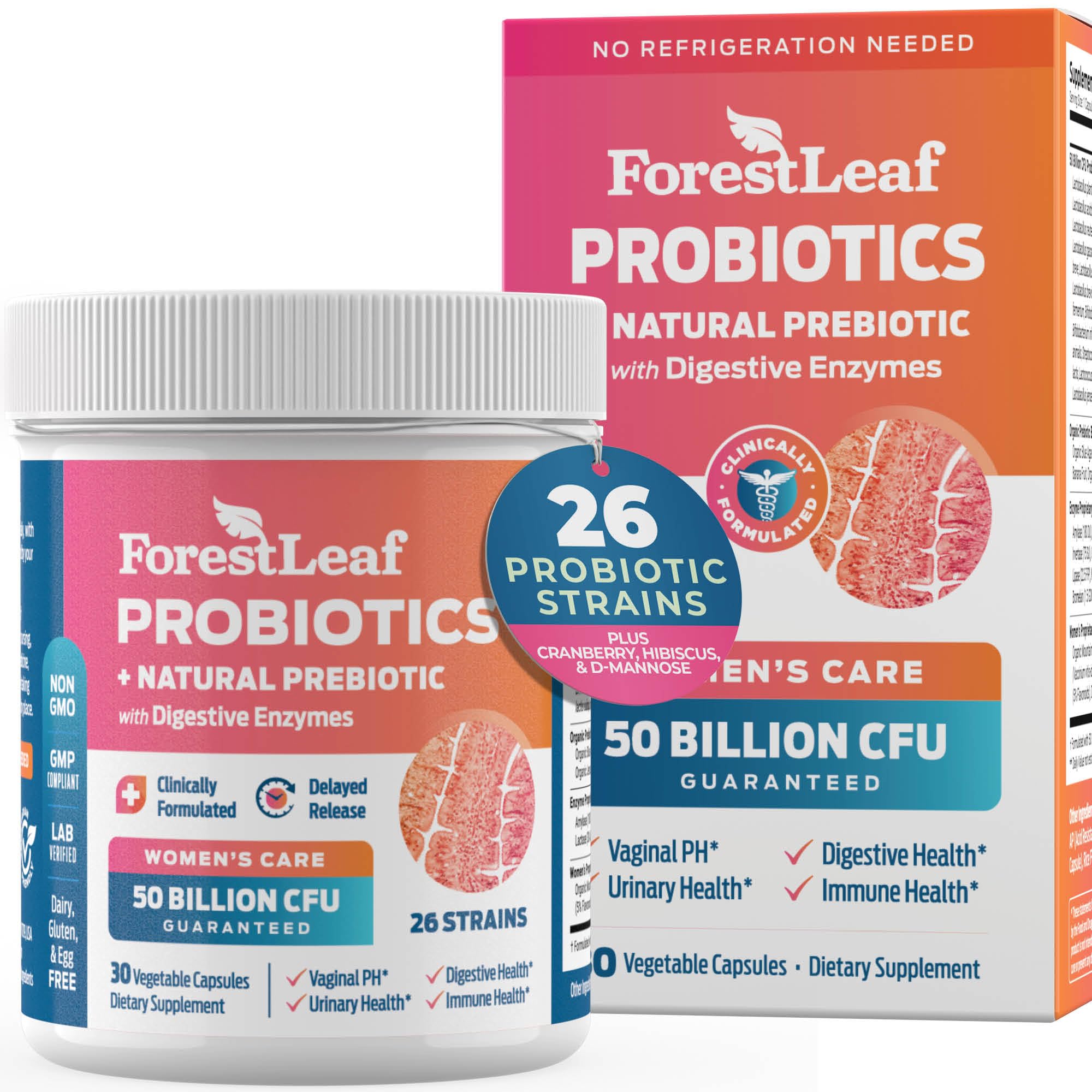 ForestLeaf Womens Probiotic 50 Billion CFU with Organic Prebiotics, Digestive Enzymes ForestLeaf uk supplements