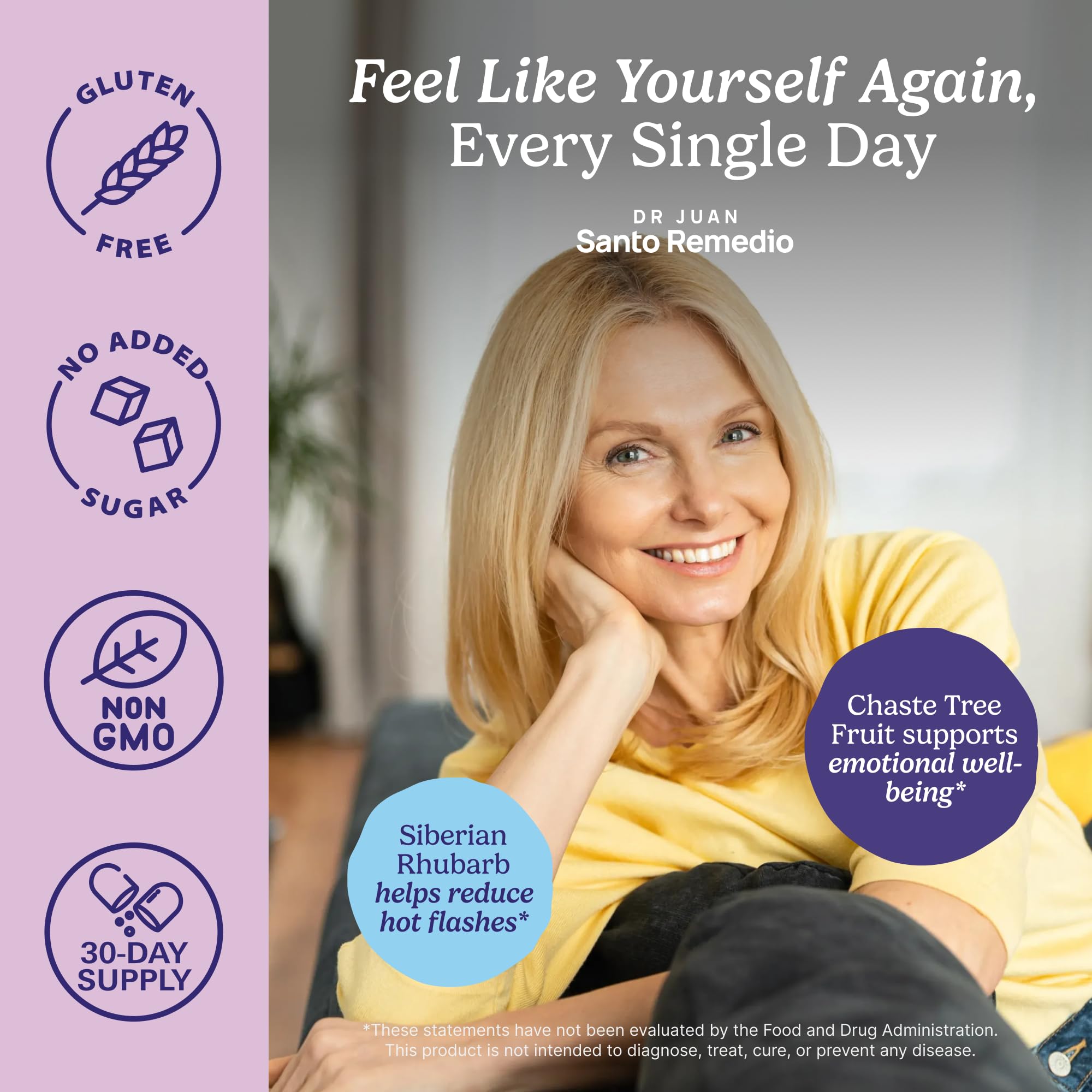 Santo Remedio Hormonal Balance for Women | Menopause Support for Hot Flashes, Night Sweats & Mood Swings | Hormone-Free Formula with Siberian Rhubarb, Chaste Tree & DIM | Doctor Juan Rivera Product Santo Remedio uk supplements