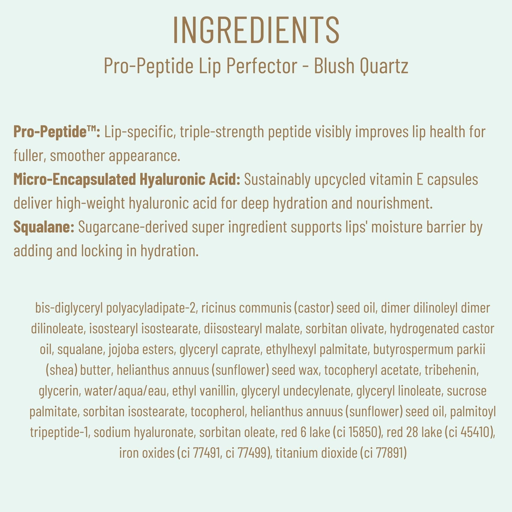 Biossance Pro-Peptide Lip Perfector – Triple-Treat Vegan Lip Balm – Deeply Hydrating with Pro-Peptides & Hyaluronic Acid – Enhances Natural Lip Color – Silky, Glossy Finish in Blush Quartz, Pink BIOSSANCE uk supplements