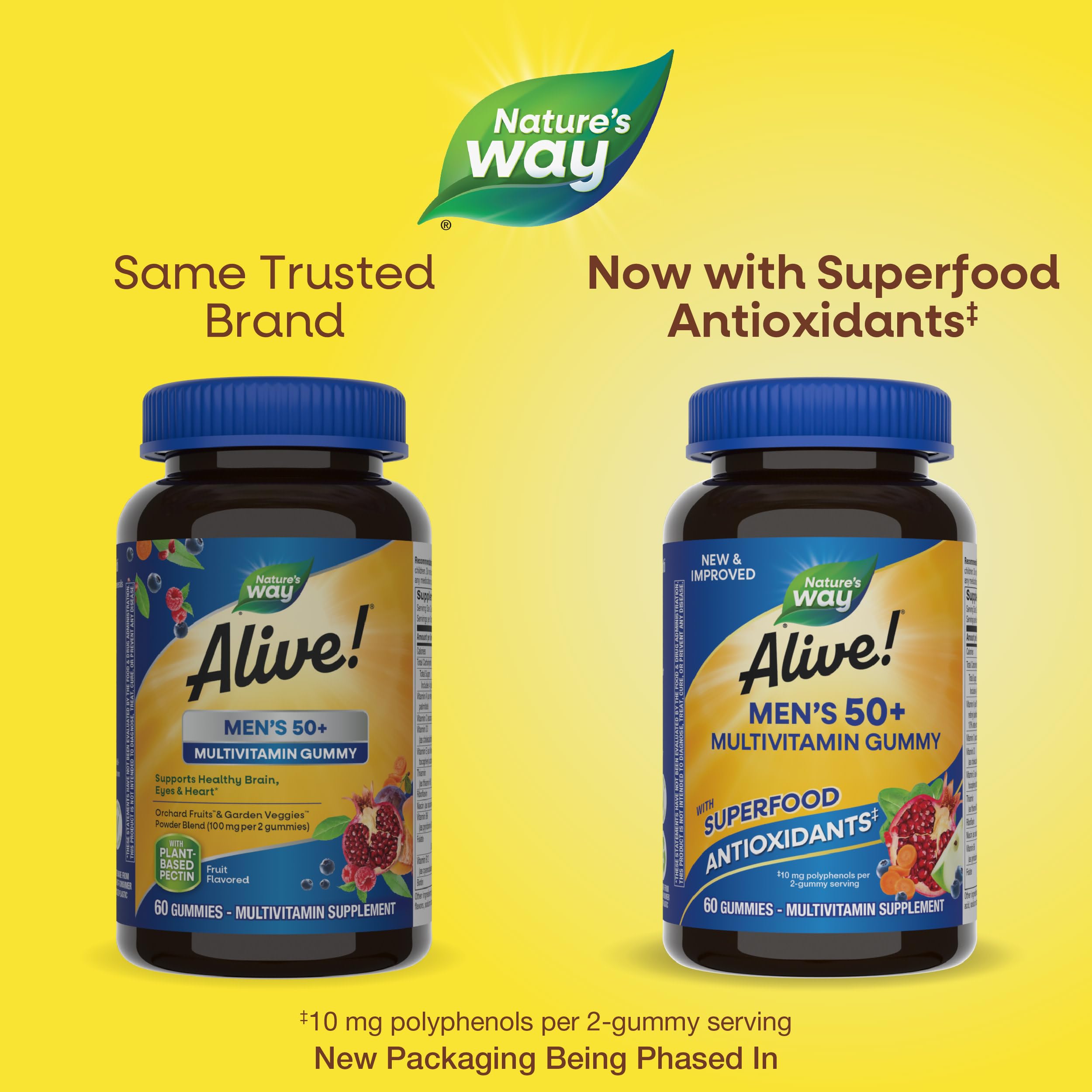 Nature's Way Alive! Men’s 50+ Daily Gummy Multivitamins, Supports Healthy Brain, Eyes, Heart*, B-Vitamins Nature's Way uk supplements