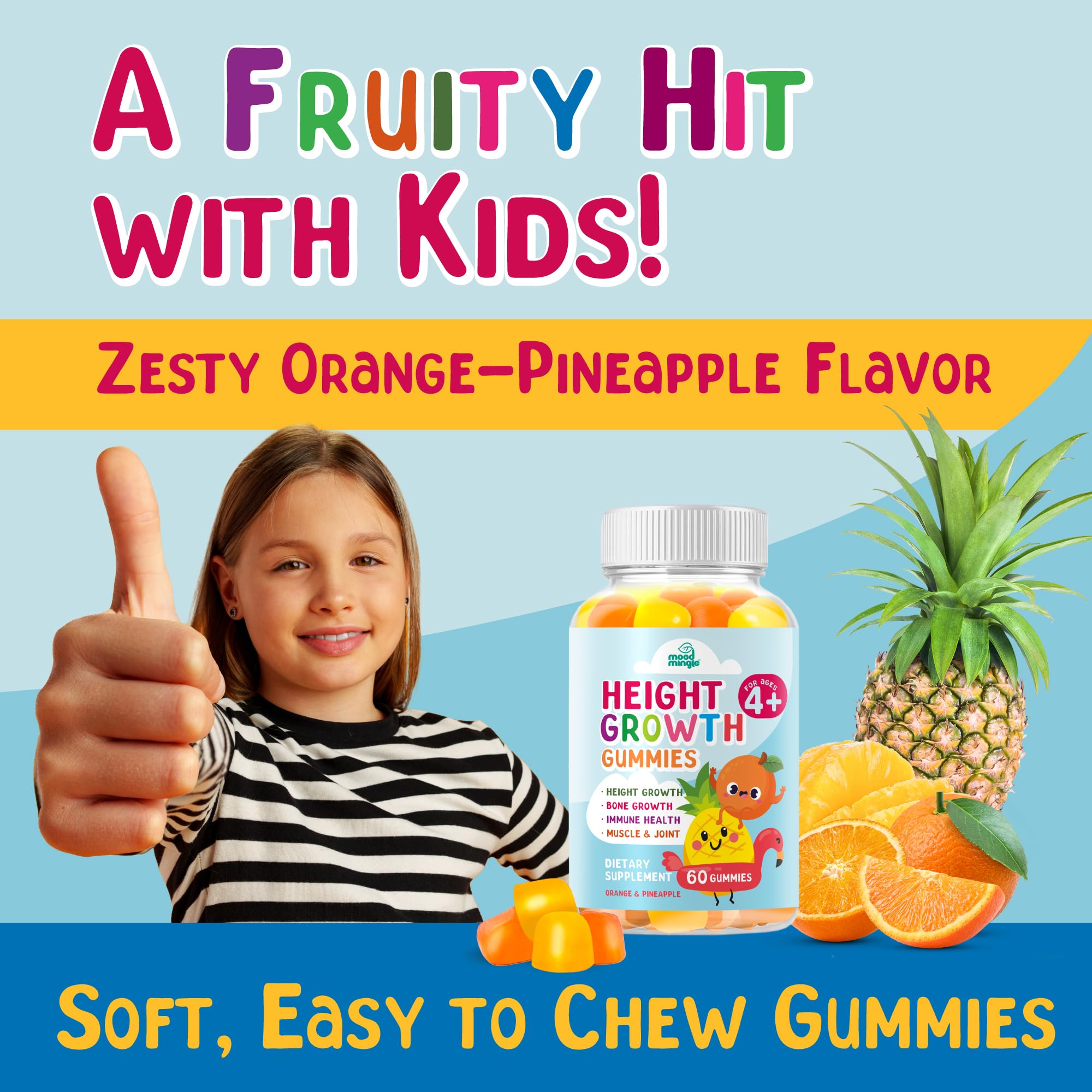 Height Growth Gummies Supplement - Kids Teens Height Increaser Maximizer Grow Taller Vitamins Mood Mingle uk supplements