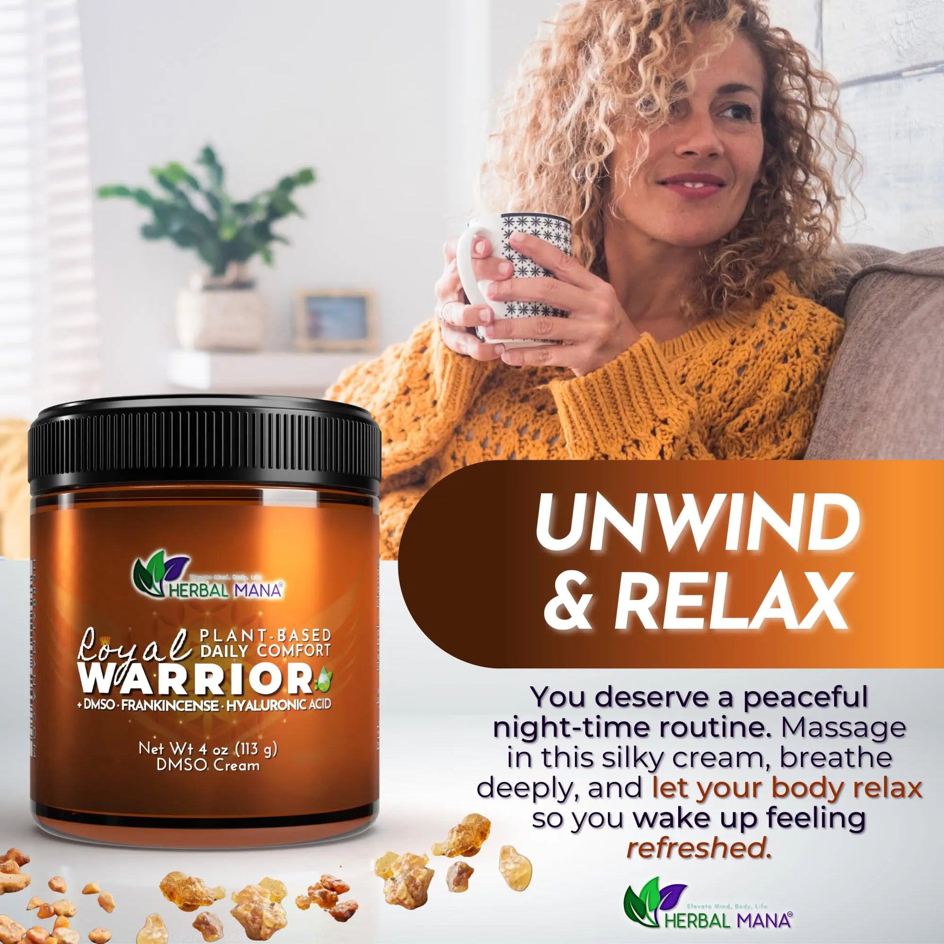 Herbal Mana Frankincense DMSO Body Cream with Magnesium & Hyaluronic Acid | Royal Warrior Herbal Mana uk supplements