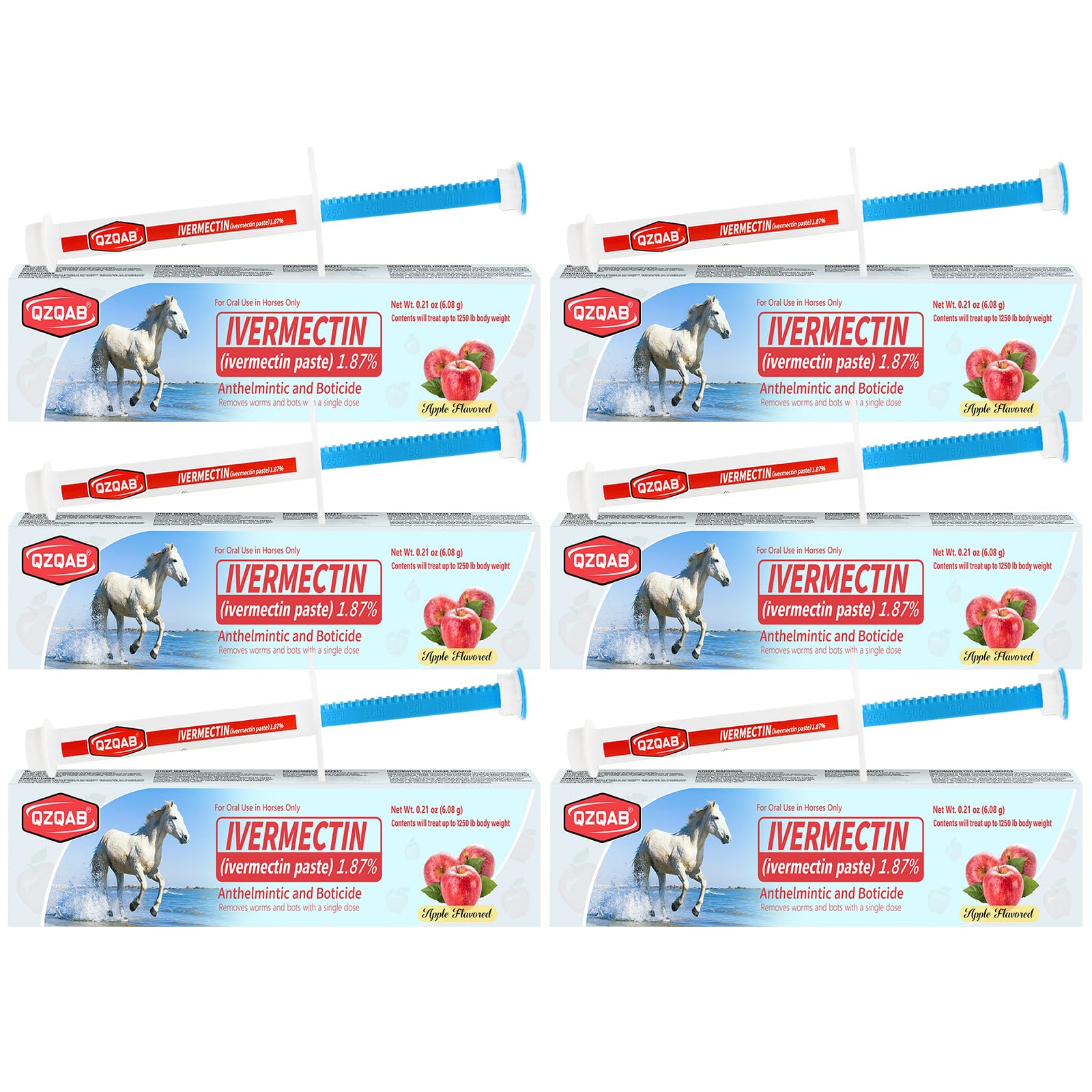 Ivermectin Horse Paste Dewormer , Horse Wormer Paste, Apple Flavor, 0.21 Ounces, 6 Pack QZQAB uk supplements