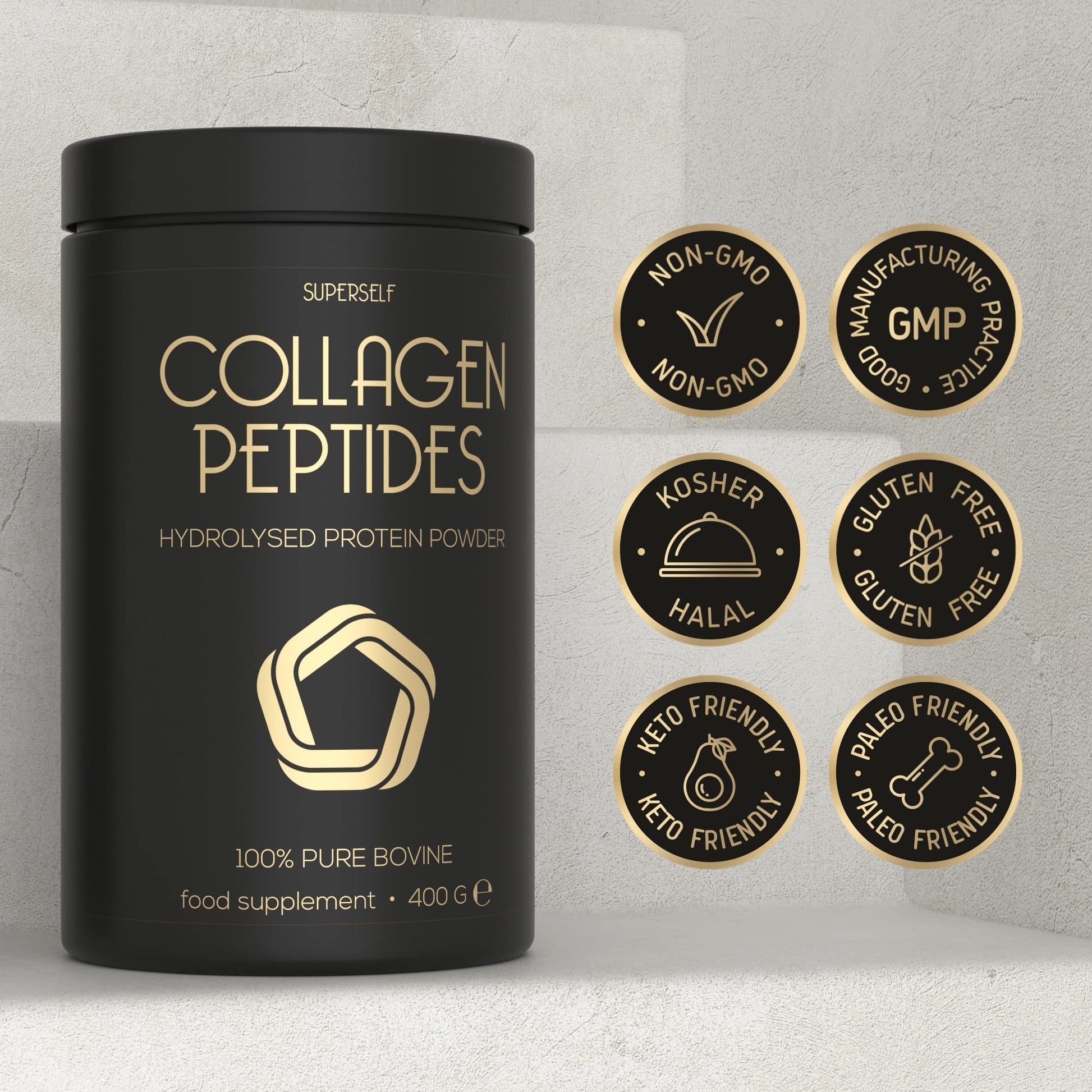Premium Collagen Powder - Collagen Supplements for Women & Men - Pure Bovine Collagen Peptides 400g SuperSelf uk supplements