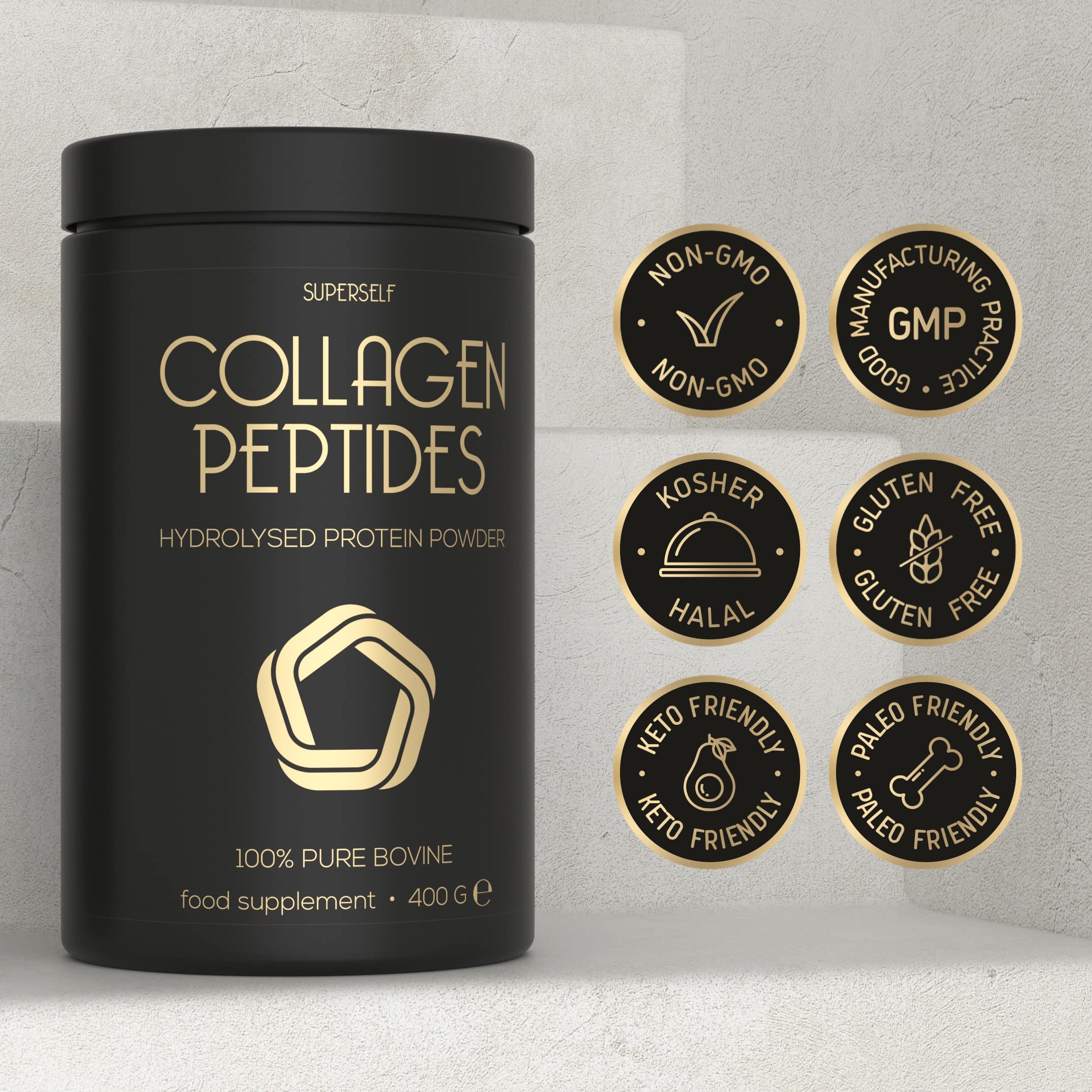 Premium Collagen Powder - Collagen Supplements for Women & Men - Pure Bovine Collagen Peptides 400g SuperSelf uk supplements