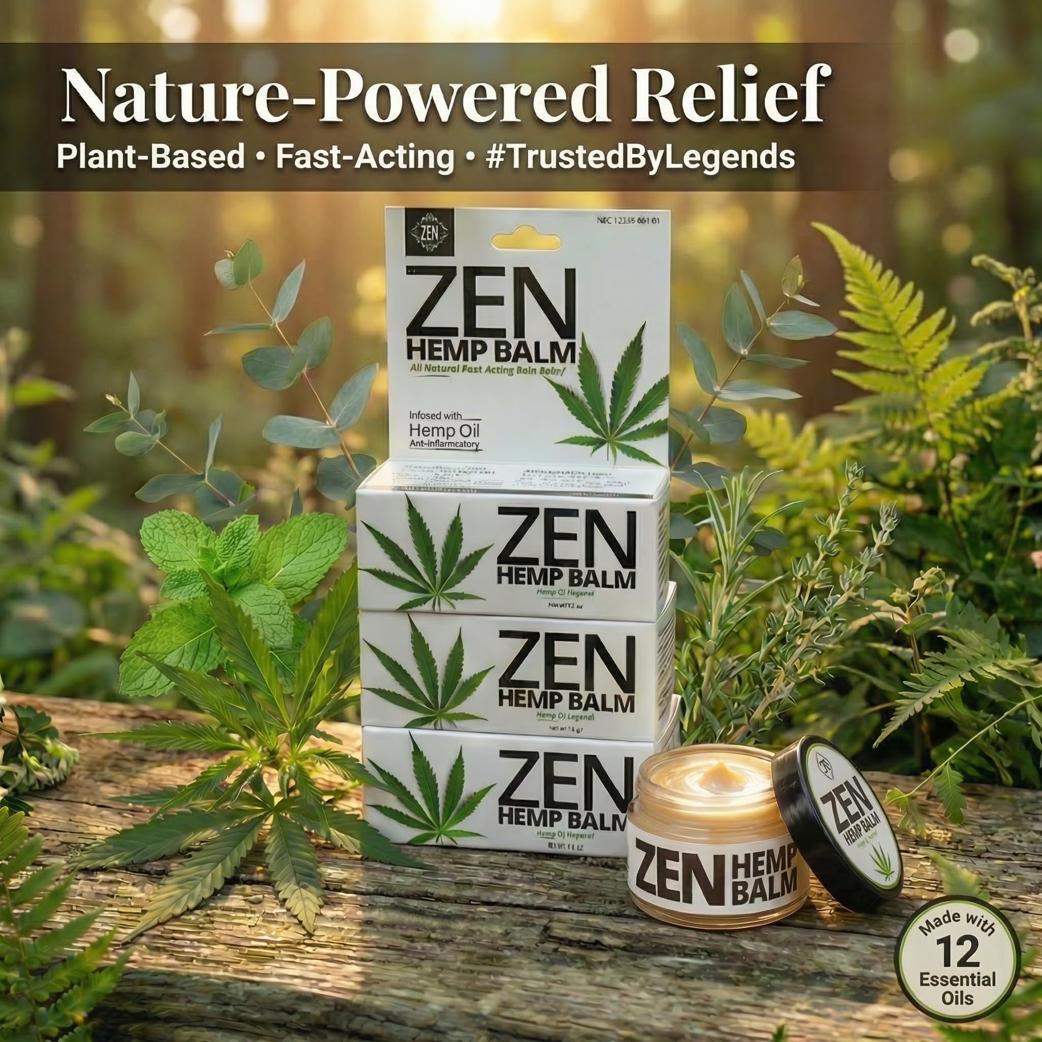 ZEN Hemp Balm 3 Pack – Fast-Acting Pain Relief for Muscles & Joints – Plant-Based Topical – 0.7 oz Each ZEN uk supplements
