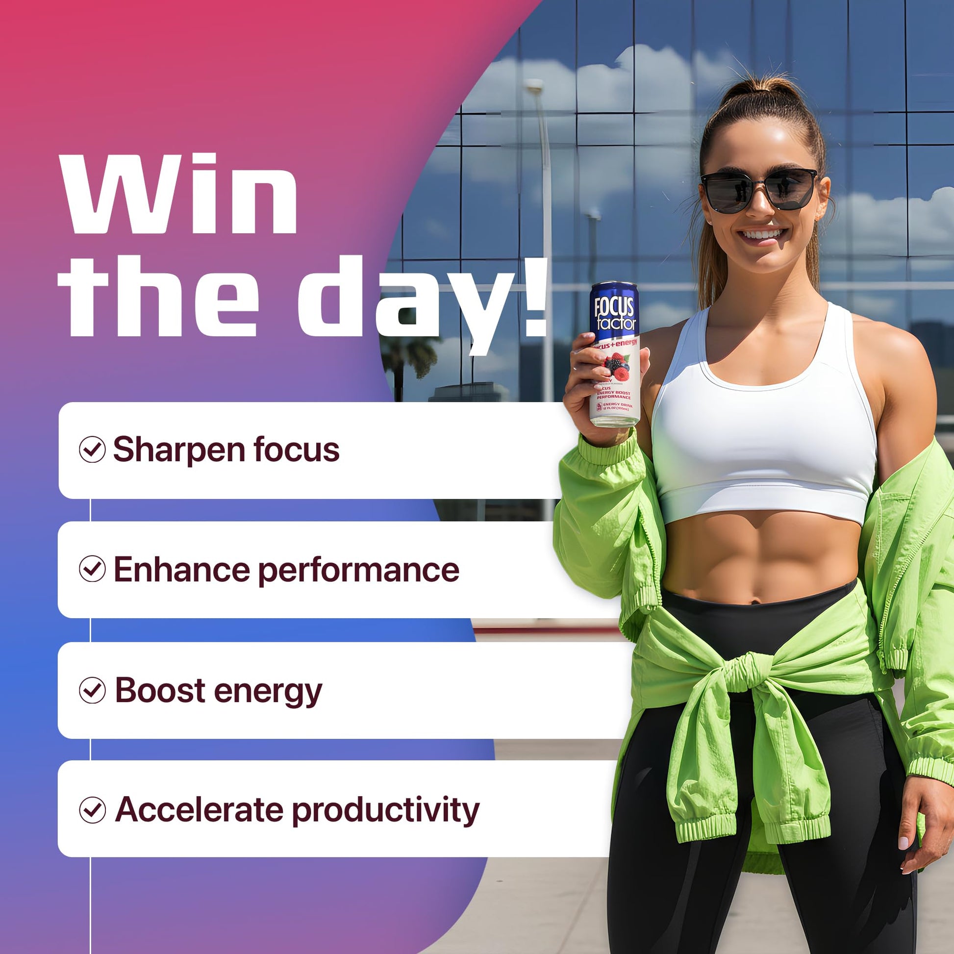 Focus Factor Energy Drink - 12 x 355ml Cans (Berry Flavour) - with Focus + Energy - Lightly Carbonated, Sugar Free, Low Calorie with Vitamin B6 & Vitamin B12 Focus Factor uk supplements