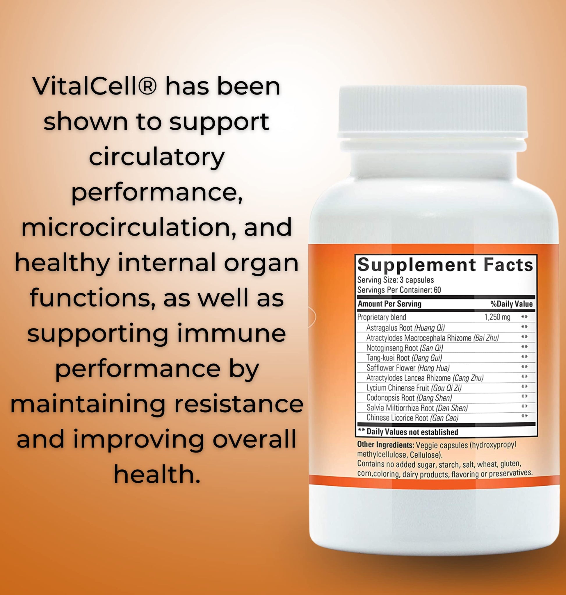 Vital Cell Natural Anti-Aging Supplement for Men and Women, Supporting Circulation and Healthy Organ Function (180 Vegetarian Capsules) Tango uk supplements