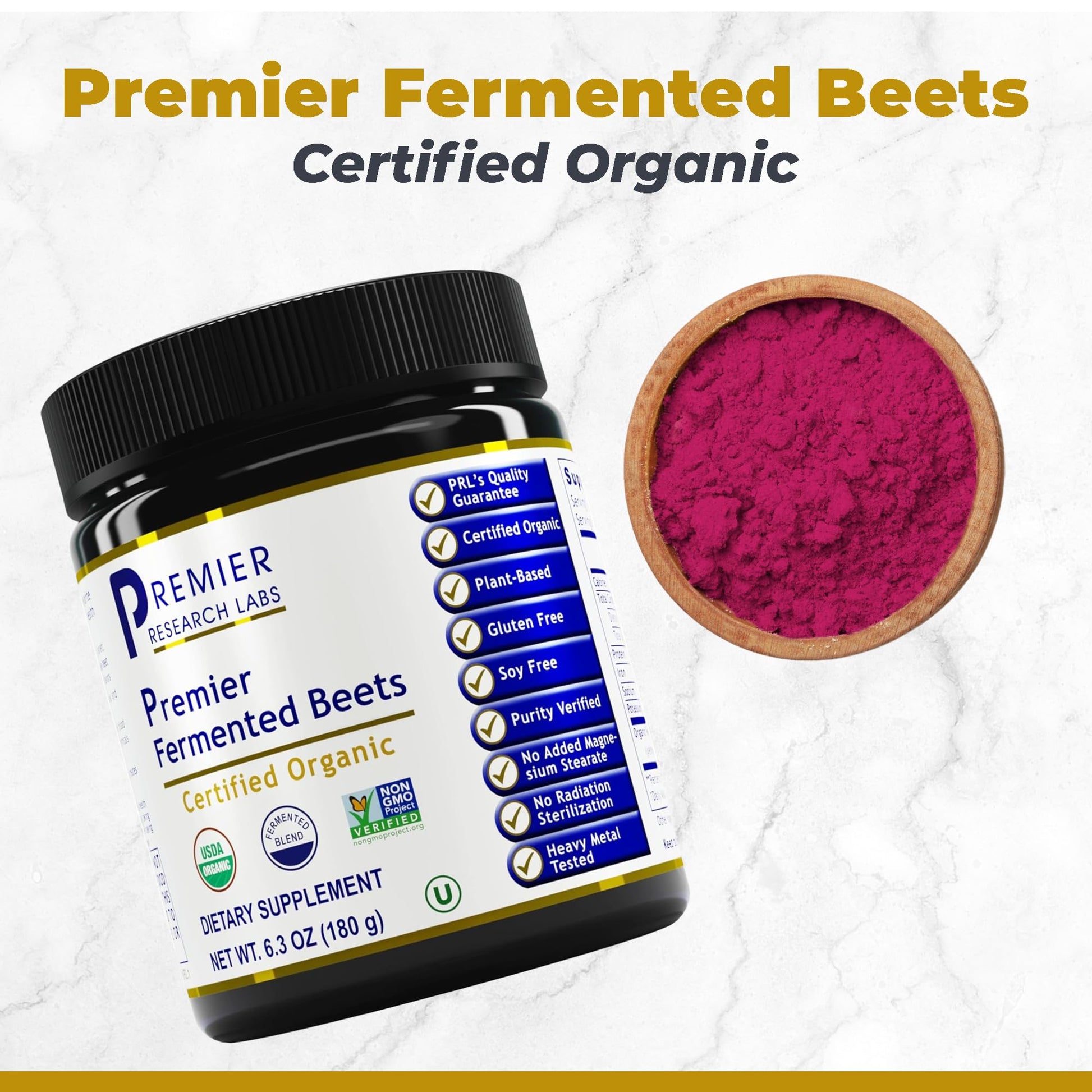 Premier Research Labs Premier Fermented Beets - Beet Root Powder Fermented, Organic Fermented Beets for Men & Women, Beetroot, Nitrates, Blood Pressure Support, USDA Organic - 6.3 Oz Jar Premier Research Labs uk supplements