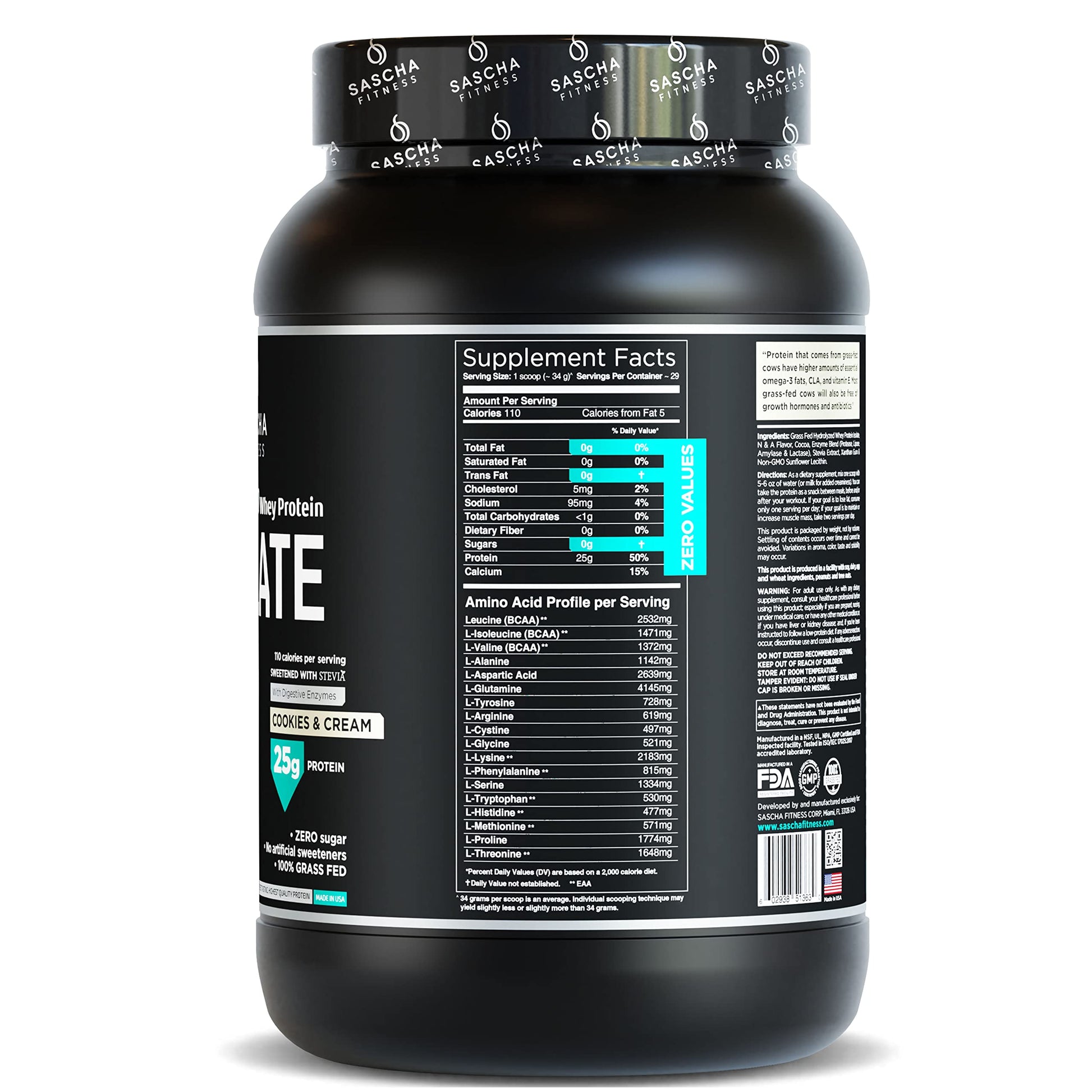 SASCHA FITNESS Hydrolyzed Whey Protein Isolate,100% Grass-Fed (2 Pounds, Cookies SASCHA FITNESS uk supplements