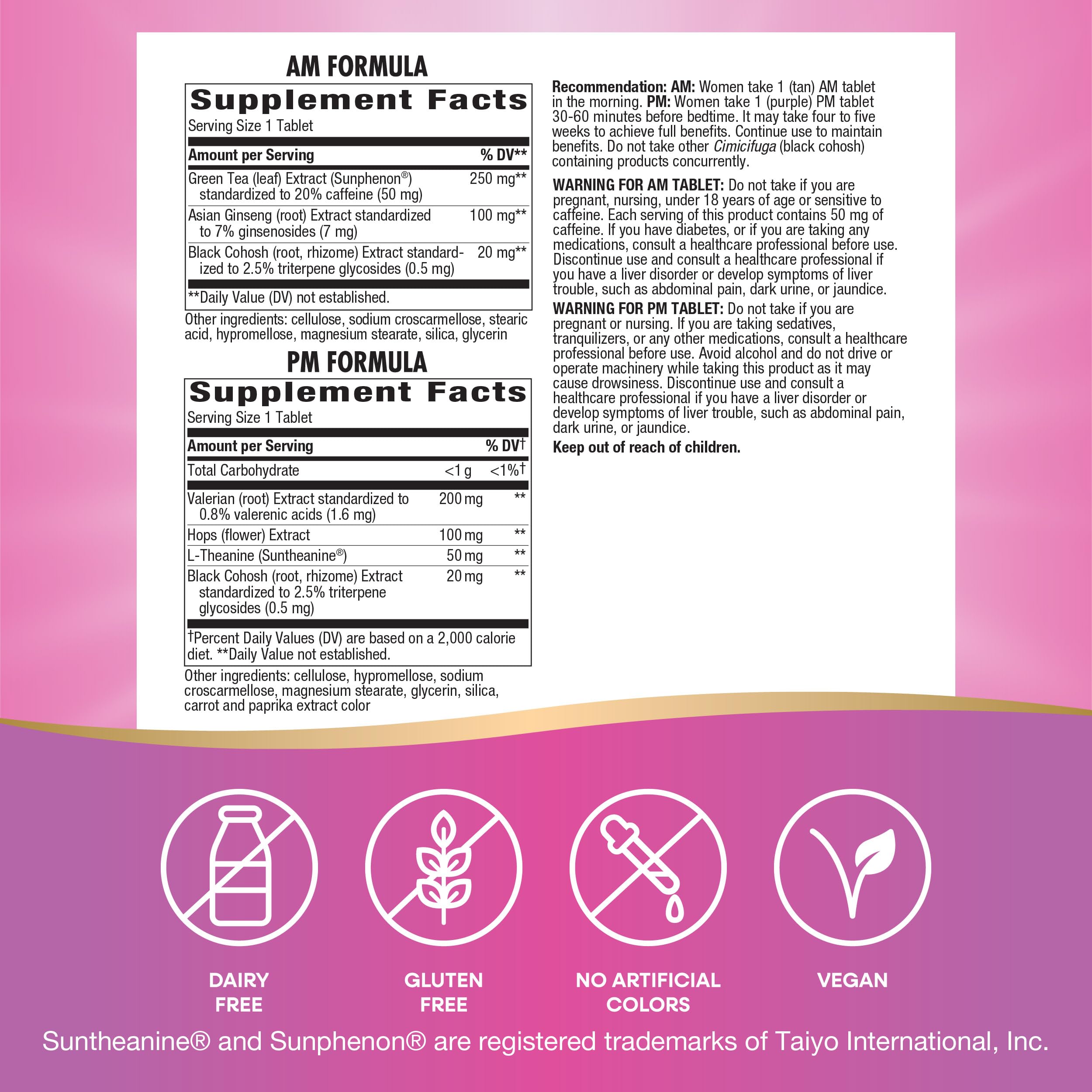 Enzymatic Therapy AM/ PM Menopause Hormone-Free Formula Daytime Energy & Restful Sleep (60 Count) Nature's Way uk supplements