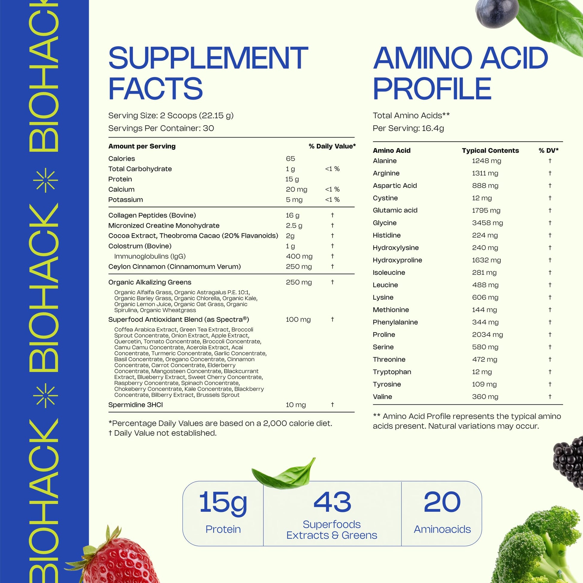 LevelUp Biohack Ageless: Colostrum Collagen Superfoods Antioxidants Spermidine Amino Acids Creatine for Women and Men, Total Body Rejuvenation (Dark Chocolate Cinnamon) LevelUp uk supplements