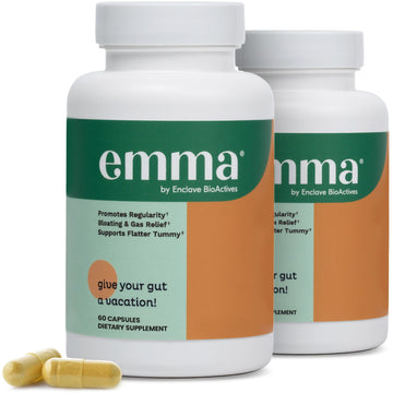 Emma Gut Health - 2 Pack - Gas and Bloating Relief, Constipation, Leaky Gut Repair - Gut Cleanse & Restore Digestion - Regulate Bowel Movement. Probiotics and Laxative Alternative, 120 Capsules Emma uk supplements