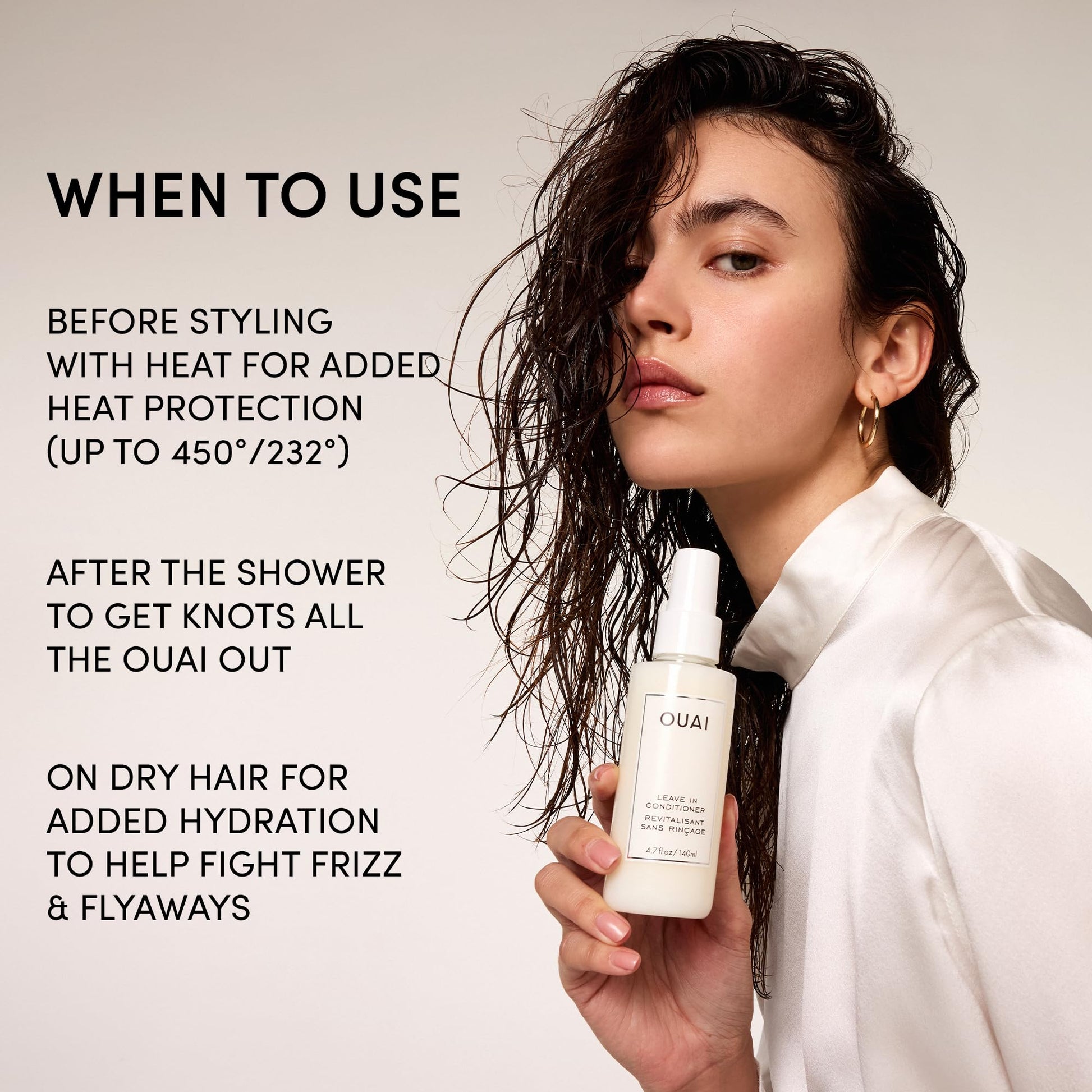 OUAI Leave In Conditioner & Heat Protectant for Hair - Prep Hair for Styling or Use as Detangling Spray to Fight Frizz & Flyaways - No Parabens, Sulfates or Phthalates (4.7 oz) OUAI uk supplements