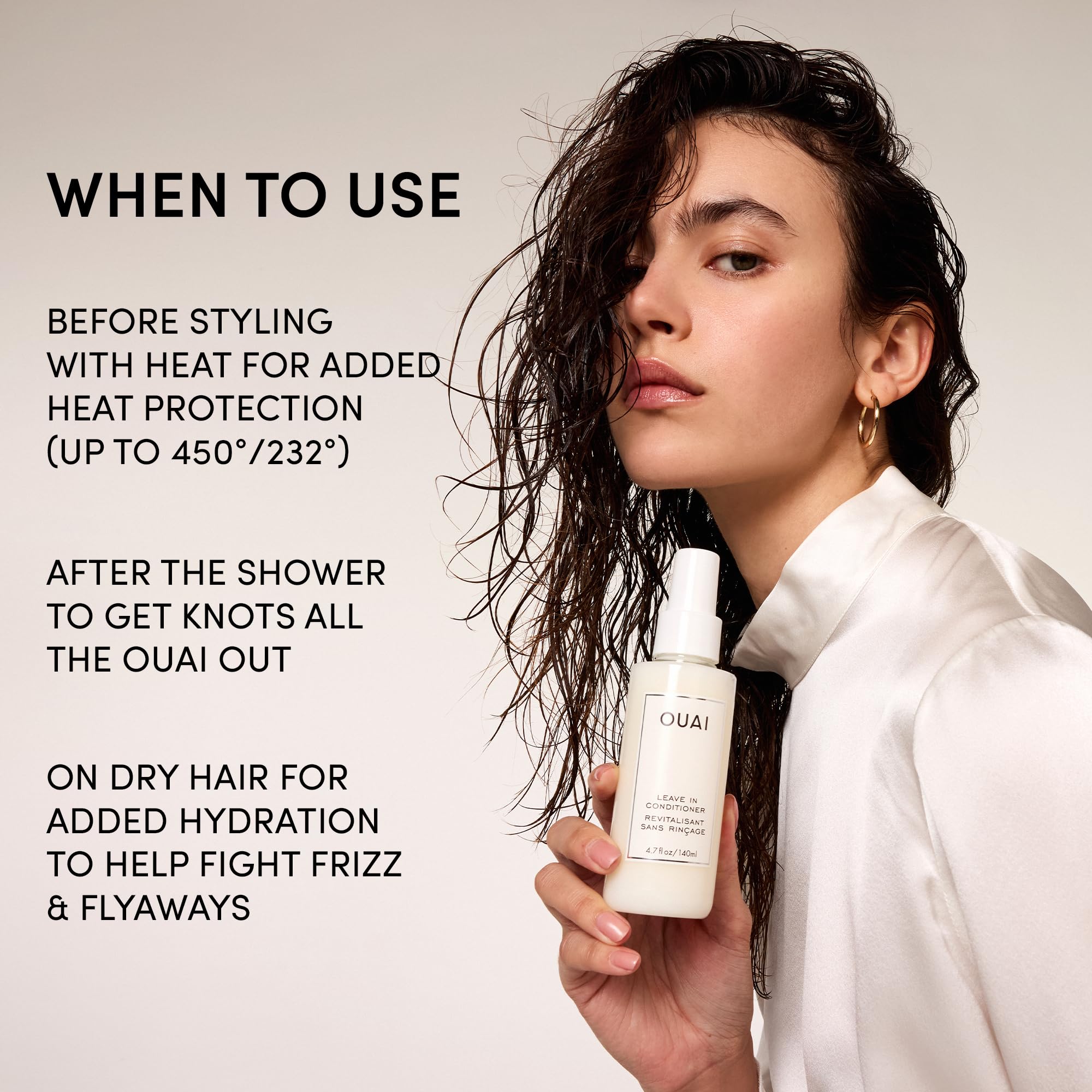 OUAI Leave In Conditioner & Heat Protectant for Hair - Prep Hair for Styling or Use as Detangling Spray to Fight Frizz & Flyaways - No Parabens, Sulfates or Phthalates (4.7 oz) OUAI uk supplements