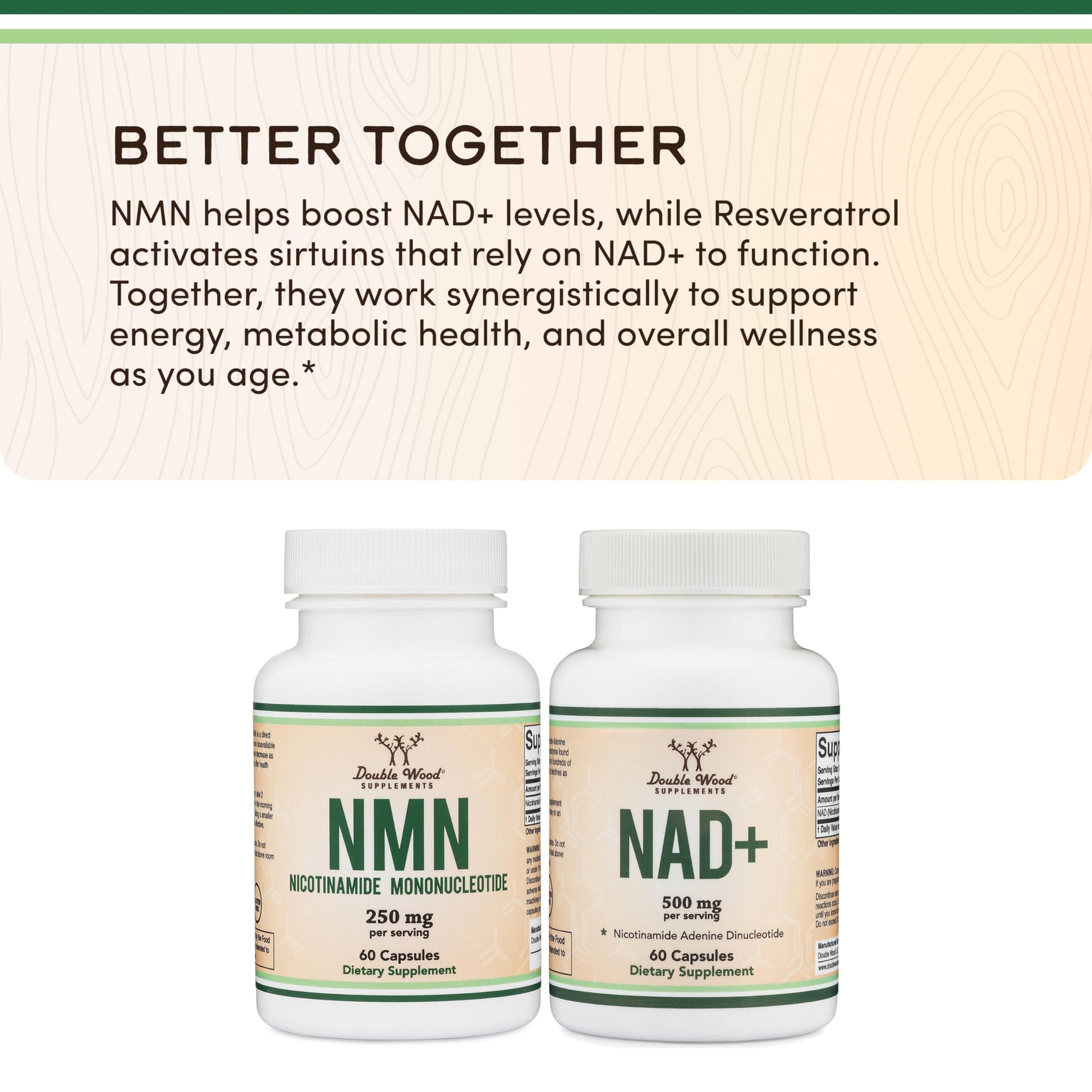 Double Wood Supplements NMN (Nicotinamide Mononucleotide) 250mg, 60 Capsules - 30 Servings, Gluten Free Double Wood Supplements uk supplements