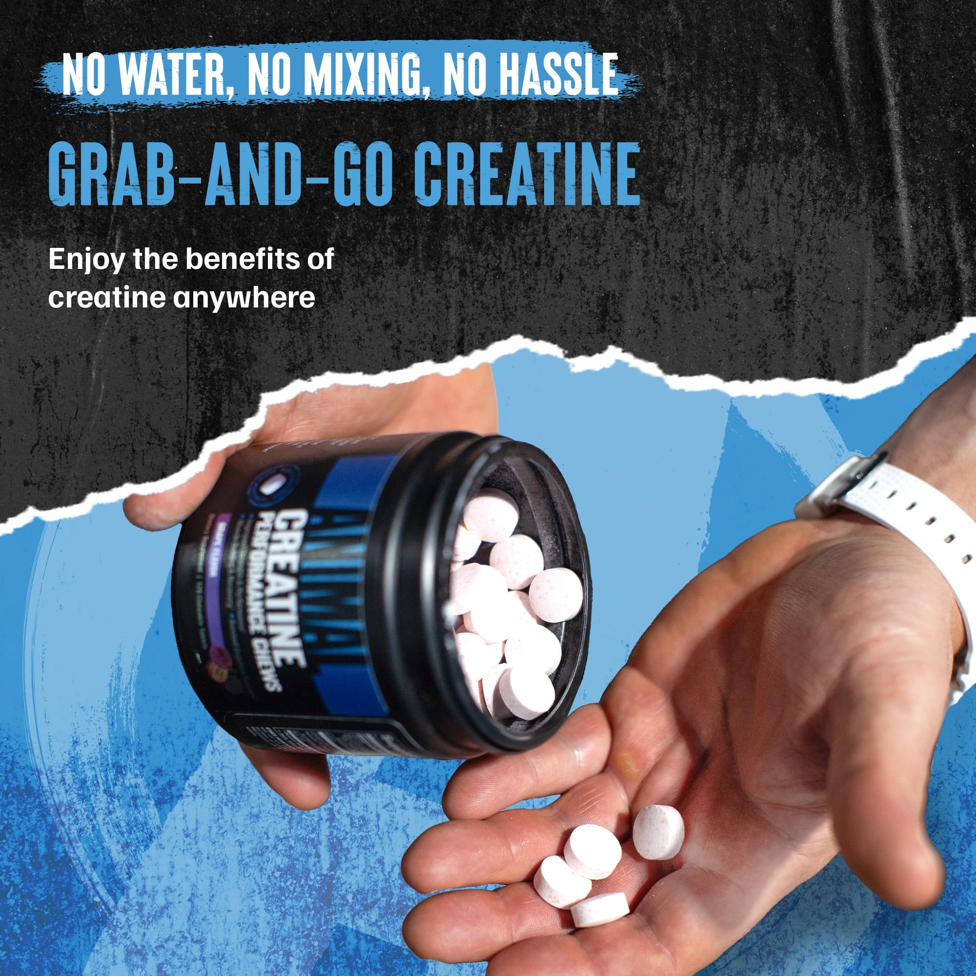 Animal Creatine Chews Tablets - Enhanced Creatine Monohydrate with AstraGin to Improve Absorption, Sea Salt for Added Pumps, Delicious and Convenient Chewable Tablets - Lemon Ice Animal uk supplements