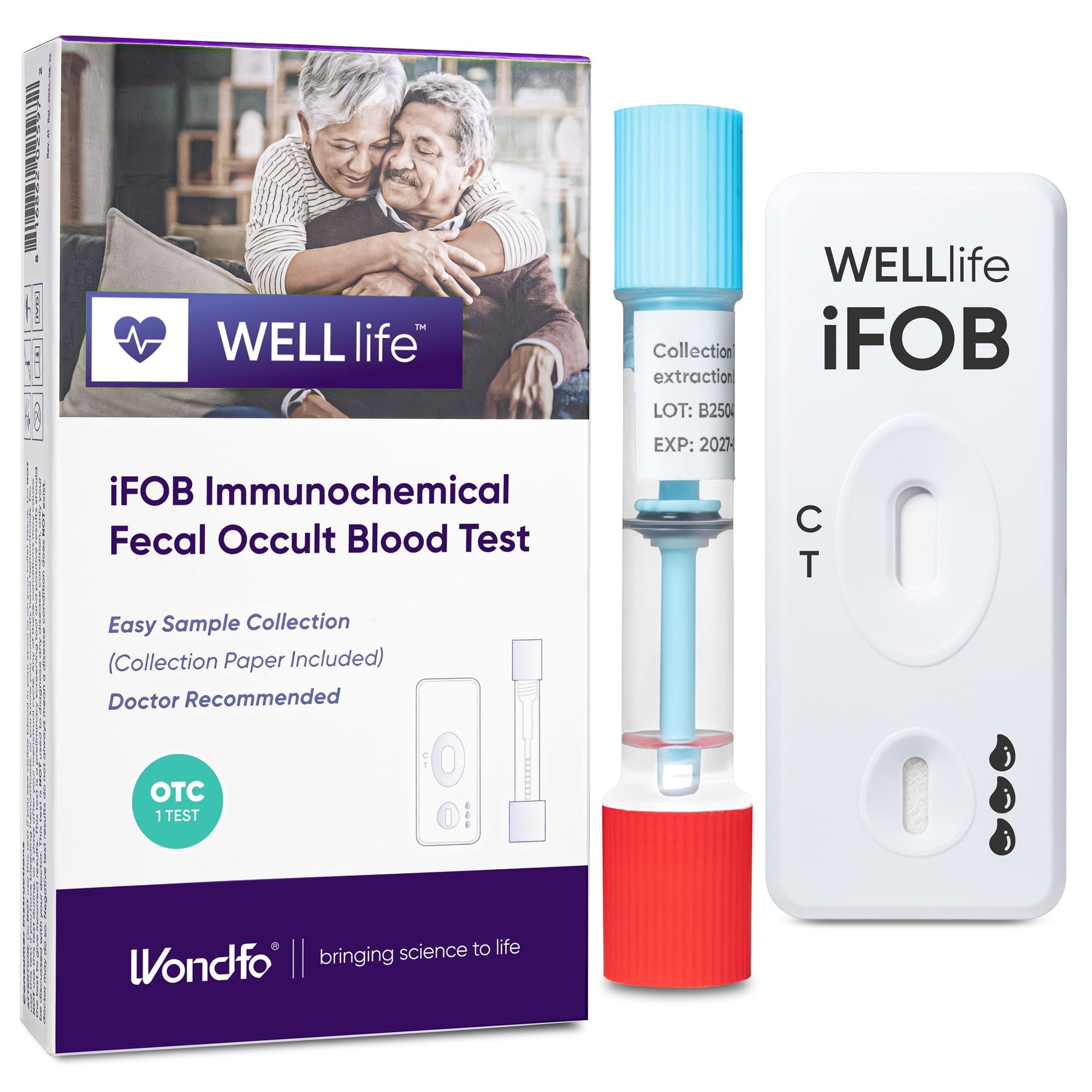 WELLlife iFOB Immunochemical Fecal Occult Blood Test, Colon Screening Test Kit Stool Test at Home Easy to Use, 1 Test Detect Hidden Blood in 10 Minutes FOB Test for Home WELL LIFE uk supplements