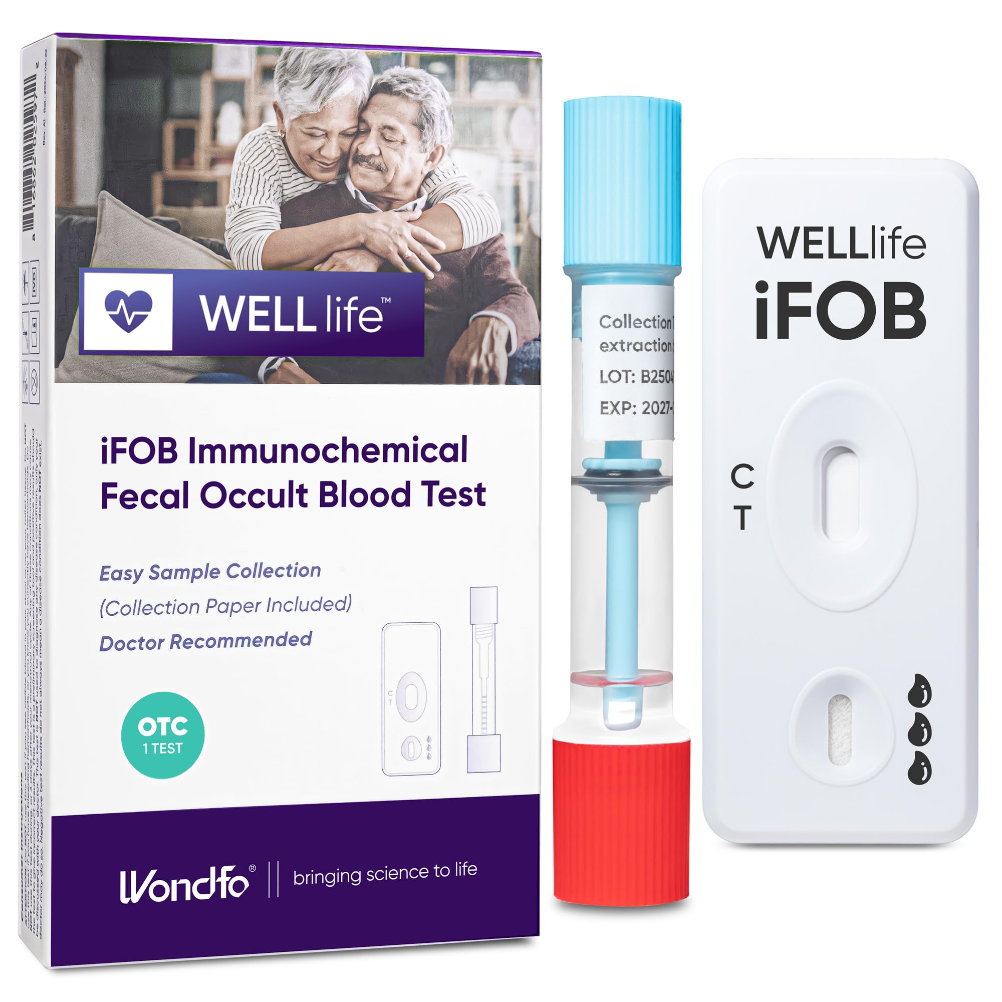 WELLlife iFOB Immunochemical Fecal Occult Blood Test, Colon Screening Test Kit Stool Test at Home Easy to Use, 1 Test Detect Hidden Blood in 10 Minutes FOB Test for Home WELL LIFE uk supplements