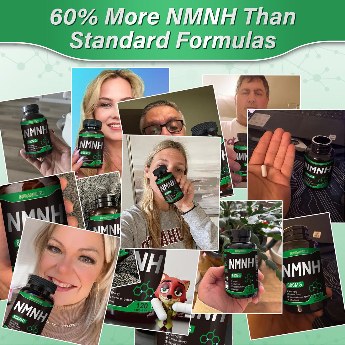 SUPRANOURISH Pure NMNH Supplement 120 Capsules - 800mg High-Purity NMNH Supplements, NAD Supplement for Boost NAD+ for Anti-Aging & Cellular Energy SUPRANOURISH uk supplements