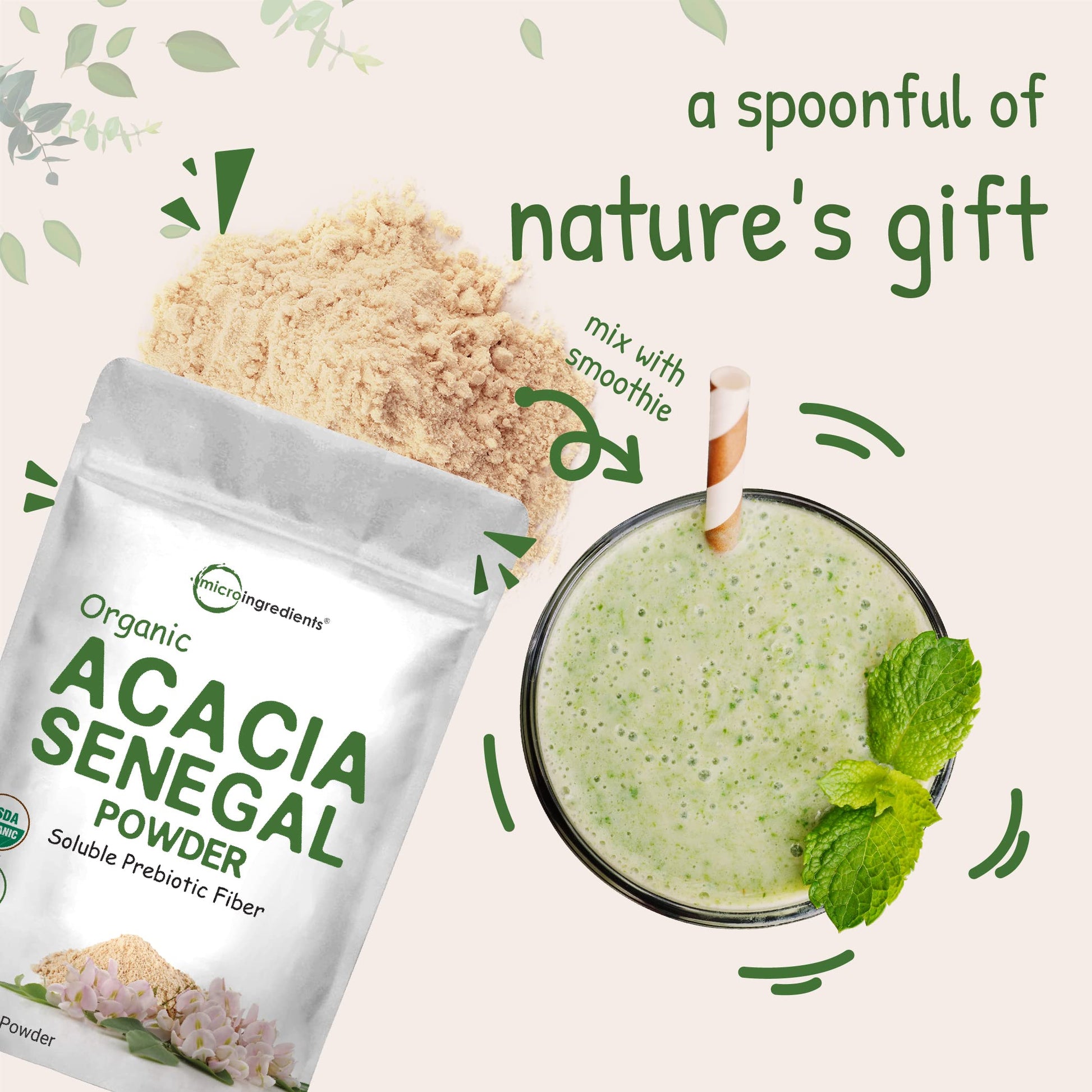 Micro Ingredients Organic Acacia Senegal Powder, 2 Pounds (32 Ounce), Instant Soluble Micro Ingredients uk supplements