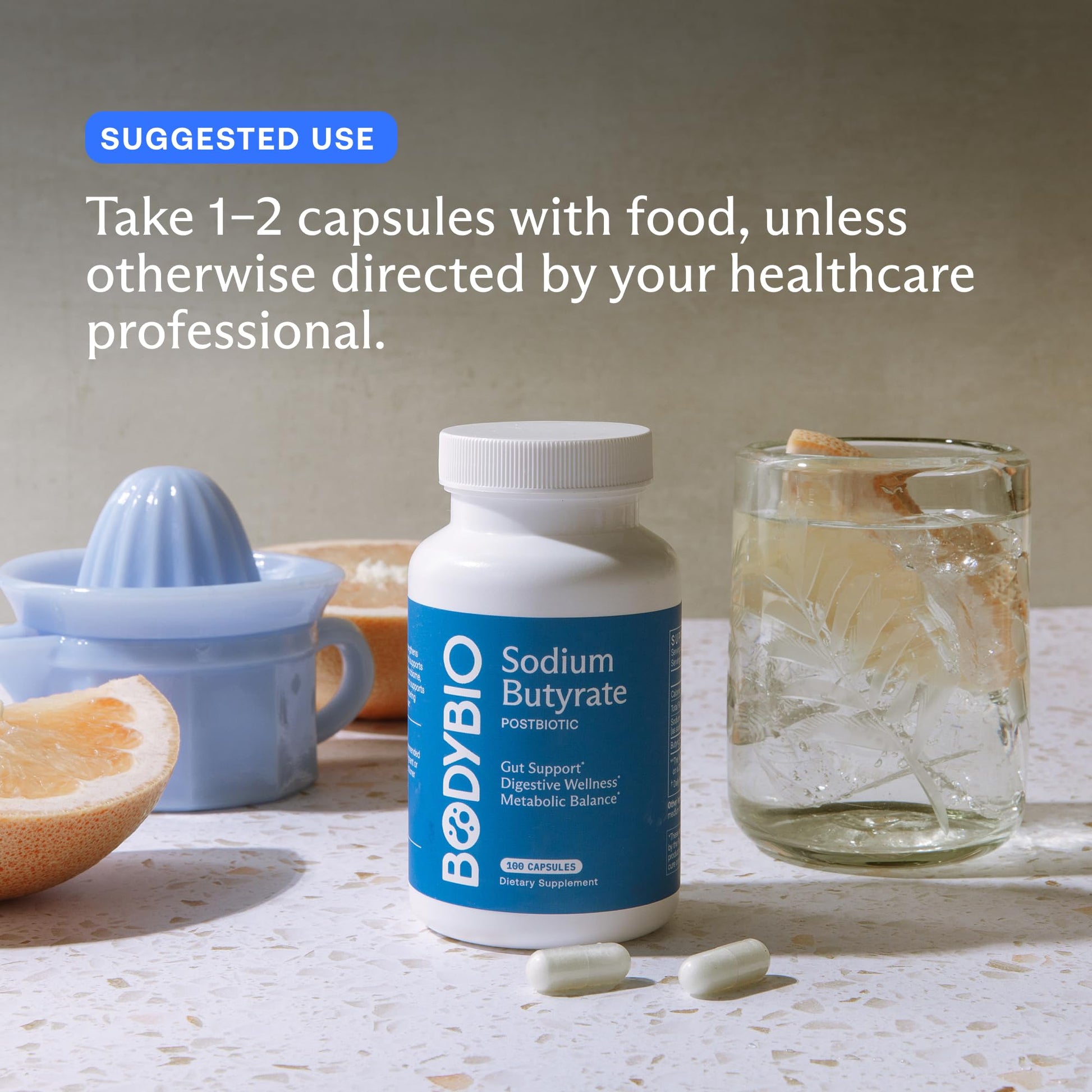 BodyBio Butyrate - Postbiotic for Gut Health, Digestive Support, Bloat, Gas & Constipation Relief, Leaky Gut Repair - Sodium + Butyric Acid Supplement for GI Wellness BodyBio uk supplements