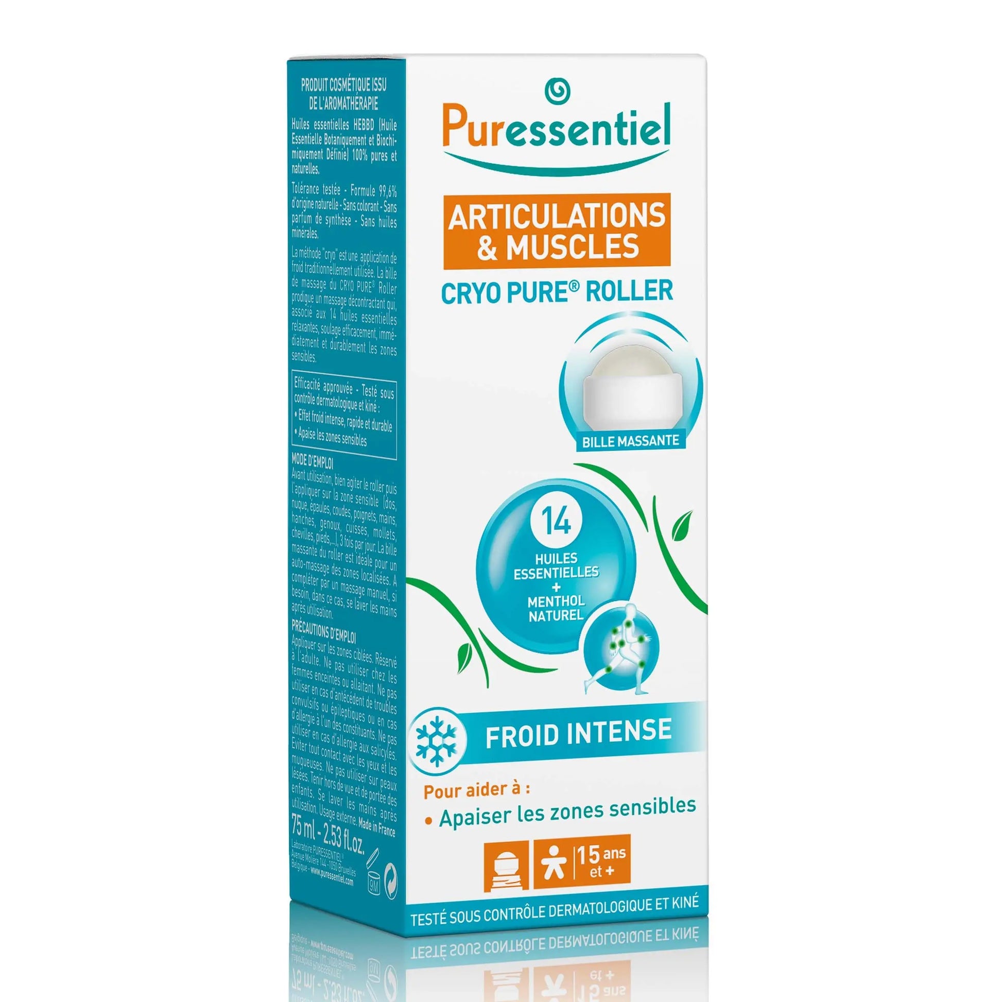 Puressentiel Muscles and Joints Cryo Pure Roller - Natural Menthol and Essential Oils Soothe Muscles - Long Lasting Cooling Sensation - 2.5 oz Puressentiel uk supplements