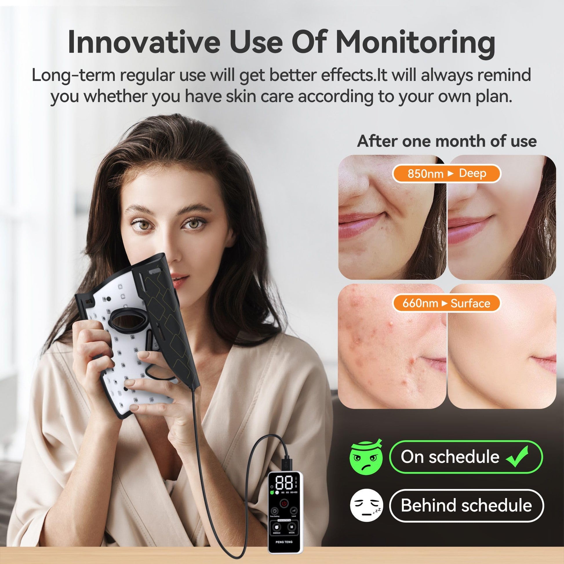 Peng Teng Red Light Therapy for Face, 660NM and 850NM,Innovative use of Monitoring,red Light Therapy Masks PengTeng uk supplements