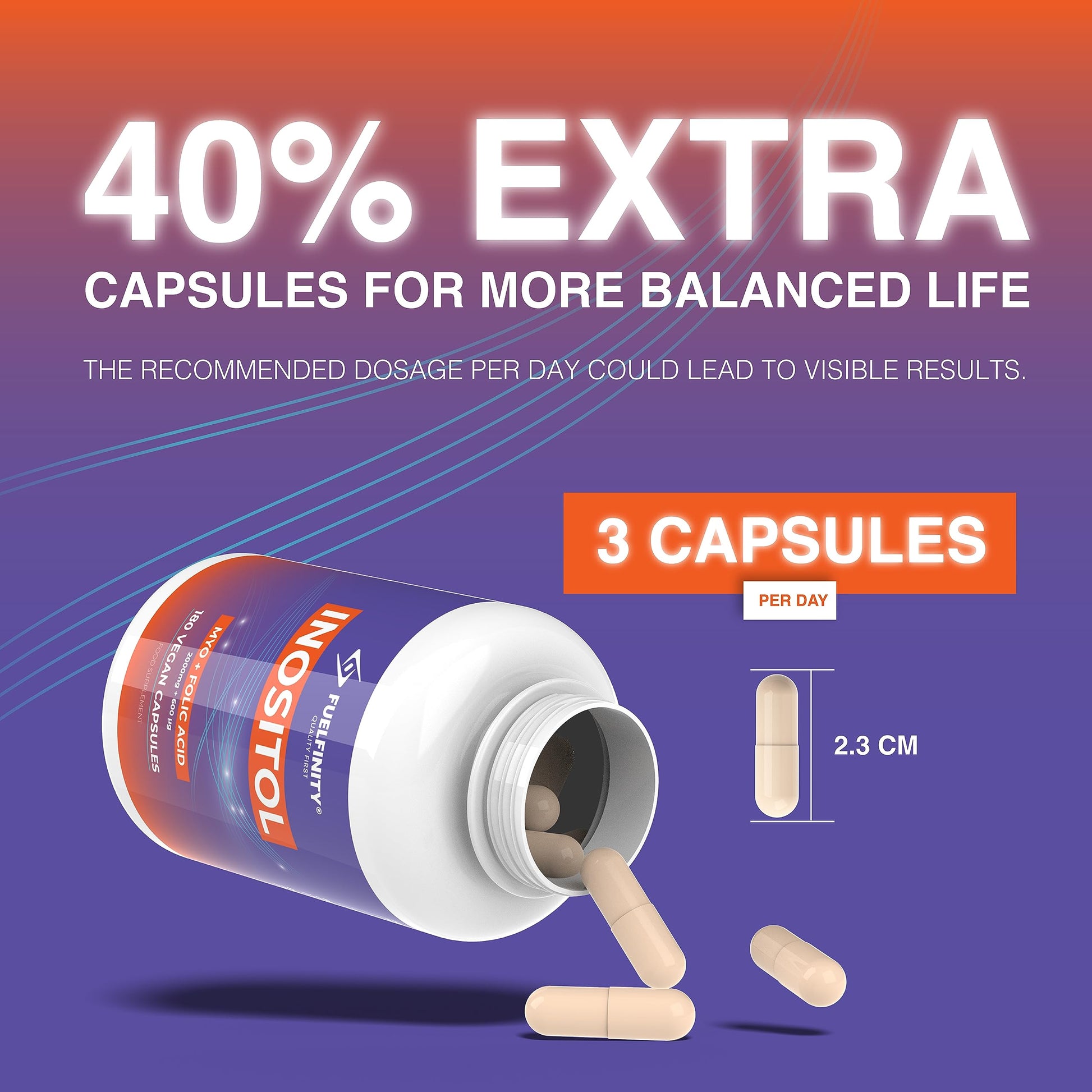 Myo-Inositol & Folic Acid | 2000mg Inositol | 180 Capsules | PCOS and Fertility Supplement FuelFinity uk supplements