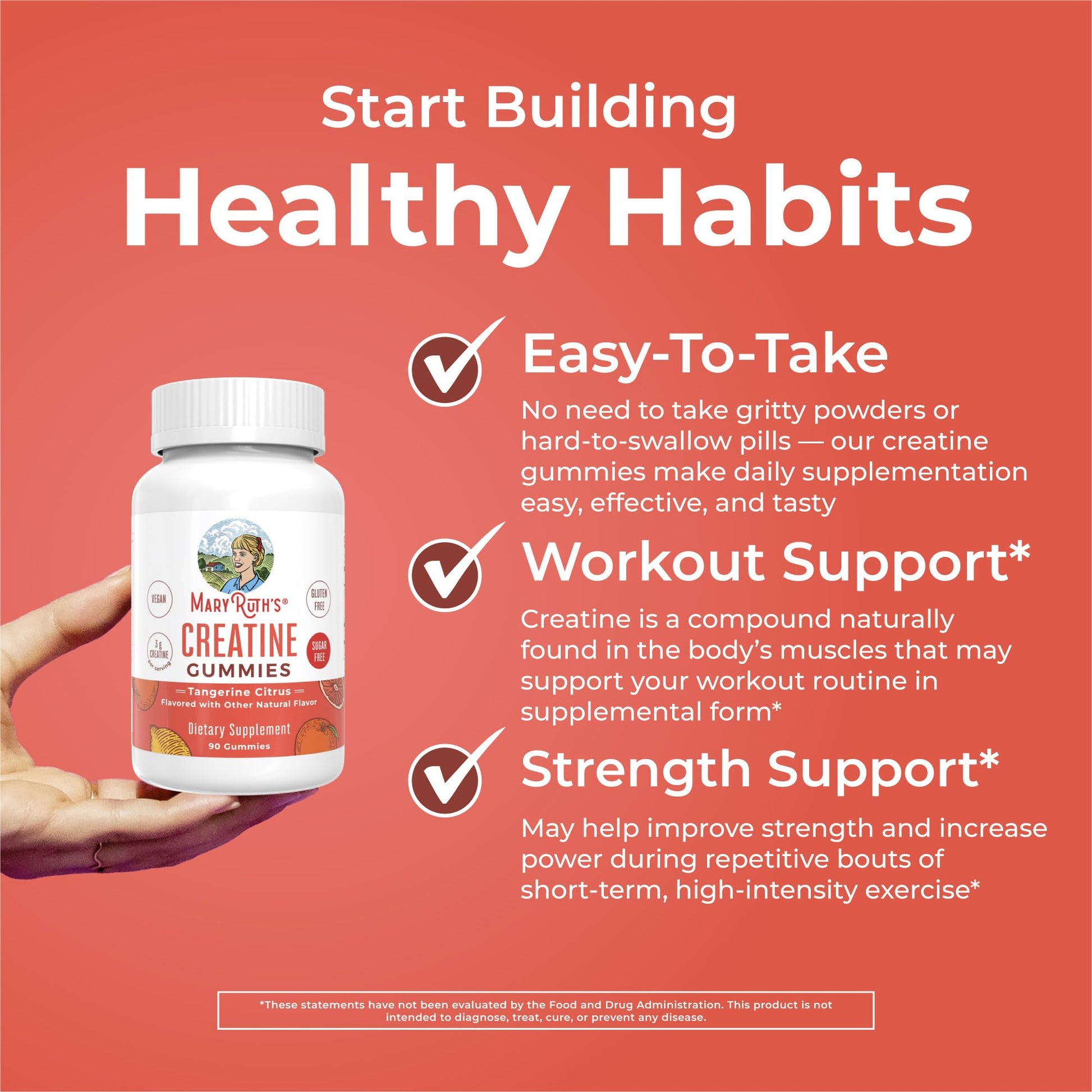MaryRuth's Creatine Gummies | Creatine Monohydrate Gummies | 3g Creatine Per Serving | Creatine for Women & Men | Tangerine Citrus Flavor | Exercise | Workout | Sugar Free | Vegan | 90 Count MARYRUTH'S uk supplements