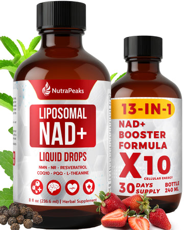 NutraPeaks NAD+ Supplement Liquid - NAD+ Supplement 1000mg, NAD+ Nicotinamide Riboside Resveratrol Supplements with PQQ, NAD+ Berry Flavor Sticks for Anti-Aging, Energy, Focus NutraPeaks uk supplements