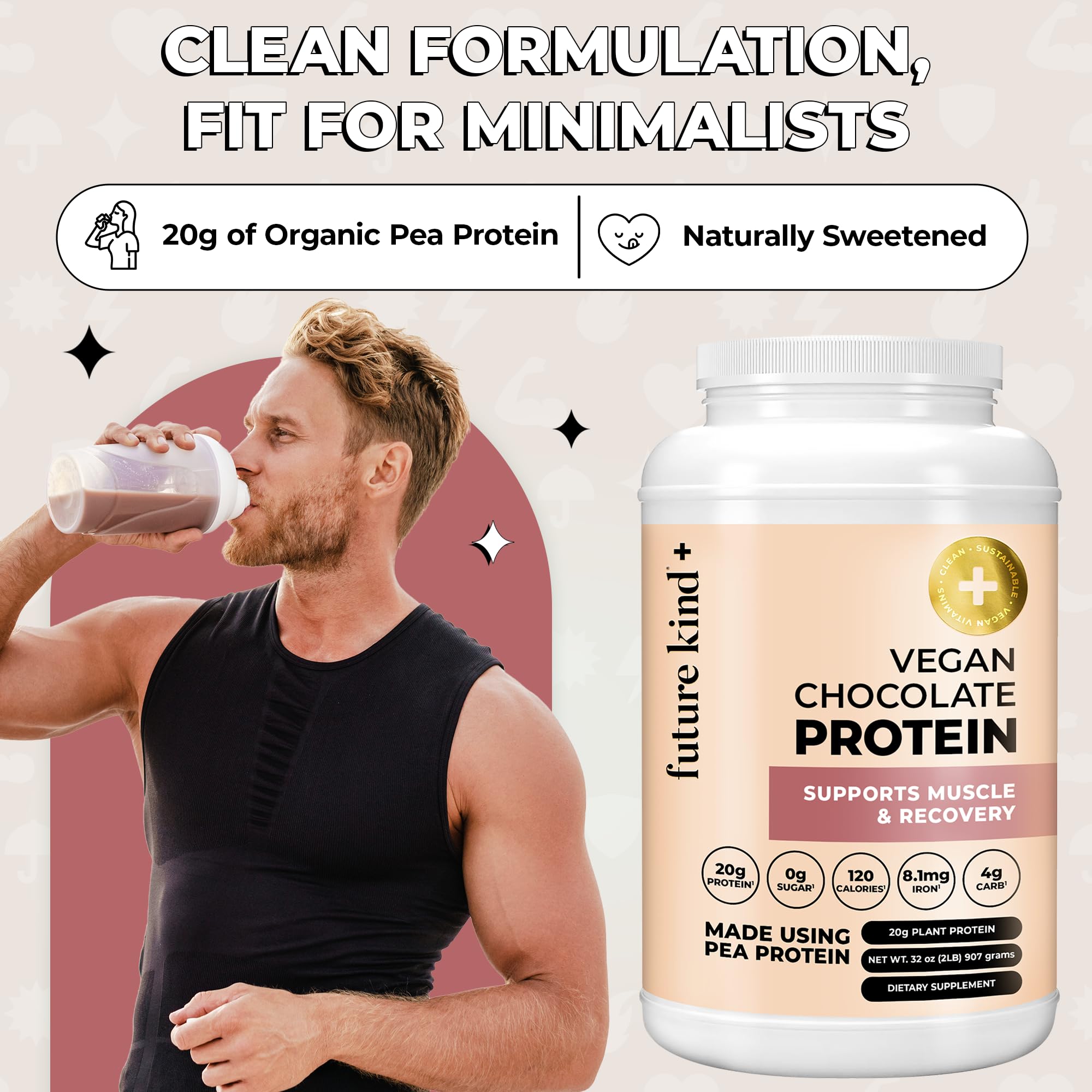 Future Kind Vegan Protein Powder, Chocolate, Pea Plant Protein for Lean Muscle with Iron & Fiber, Whey-Free, Sugar-Free, Soy-Free, Non-Dairy (34 Servings) Future Kind uk supplements