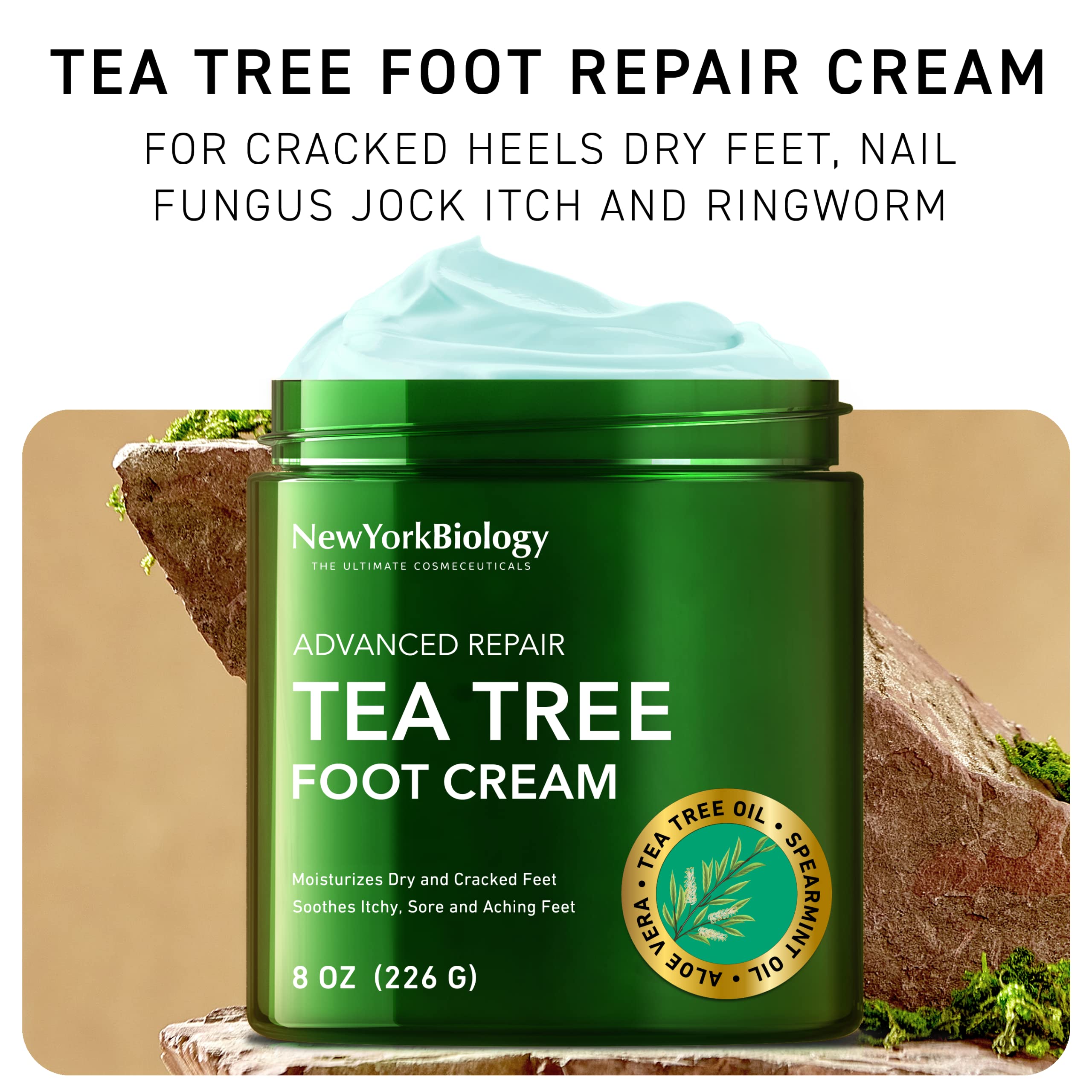 New York Biology Tea Tree Oil Foot Cream for Dry Cracked Feet, Athletes Foot, Nail Fungus NEW YORK BIOLOGY THE ULTIMATE COSMECEUTICALS uk supplements