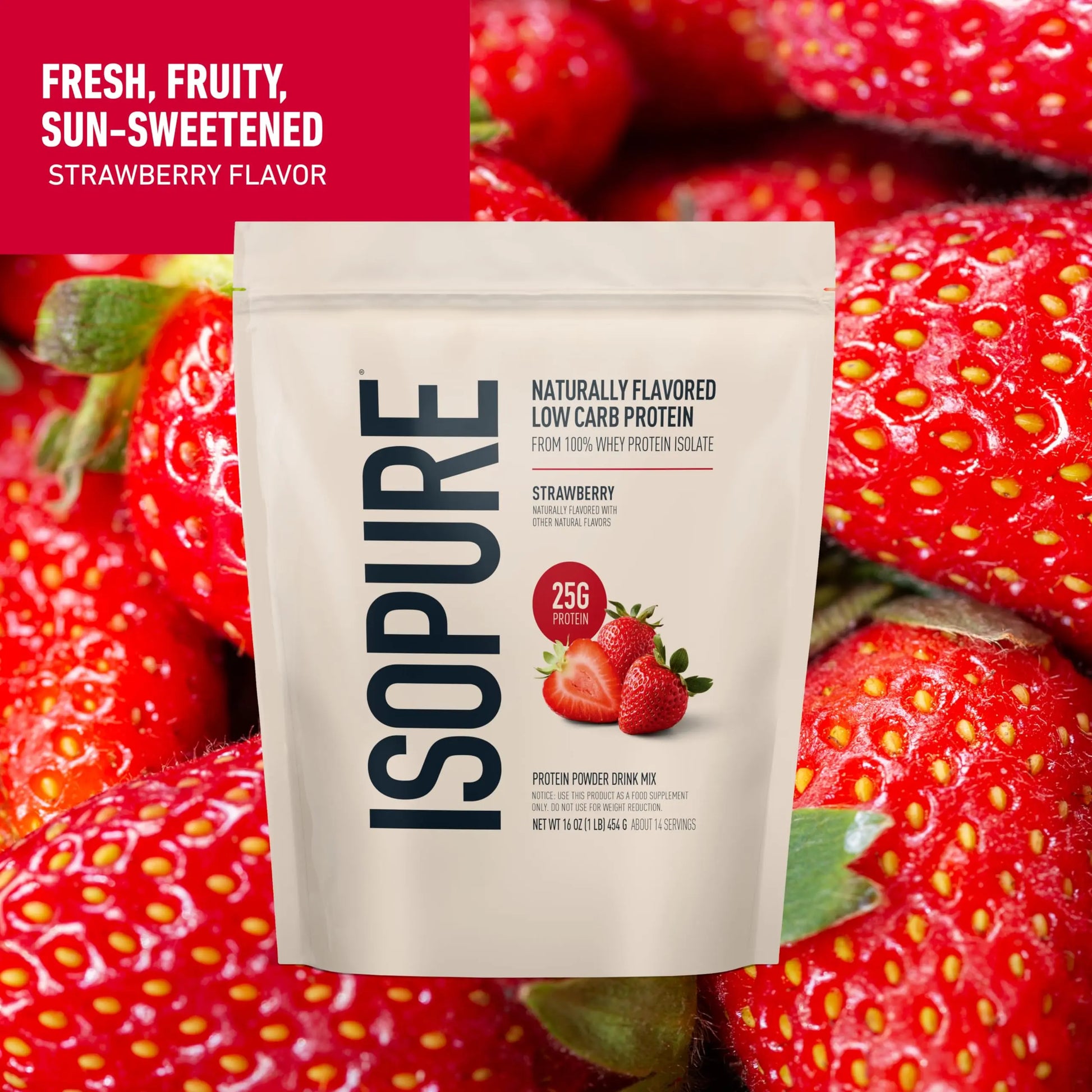 Isopure Low Carb 100% Pure Whey Isolate Protein Powder, Lactose Free, Gluten Free, With Vitamins, Strawberry, 25g Protein Per Serving, 1 Lb, 14 Servings (Packaging May Vary) Isopure uk supplements