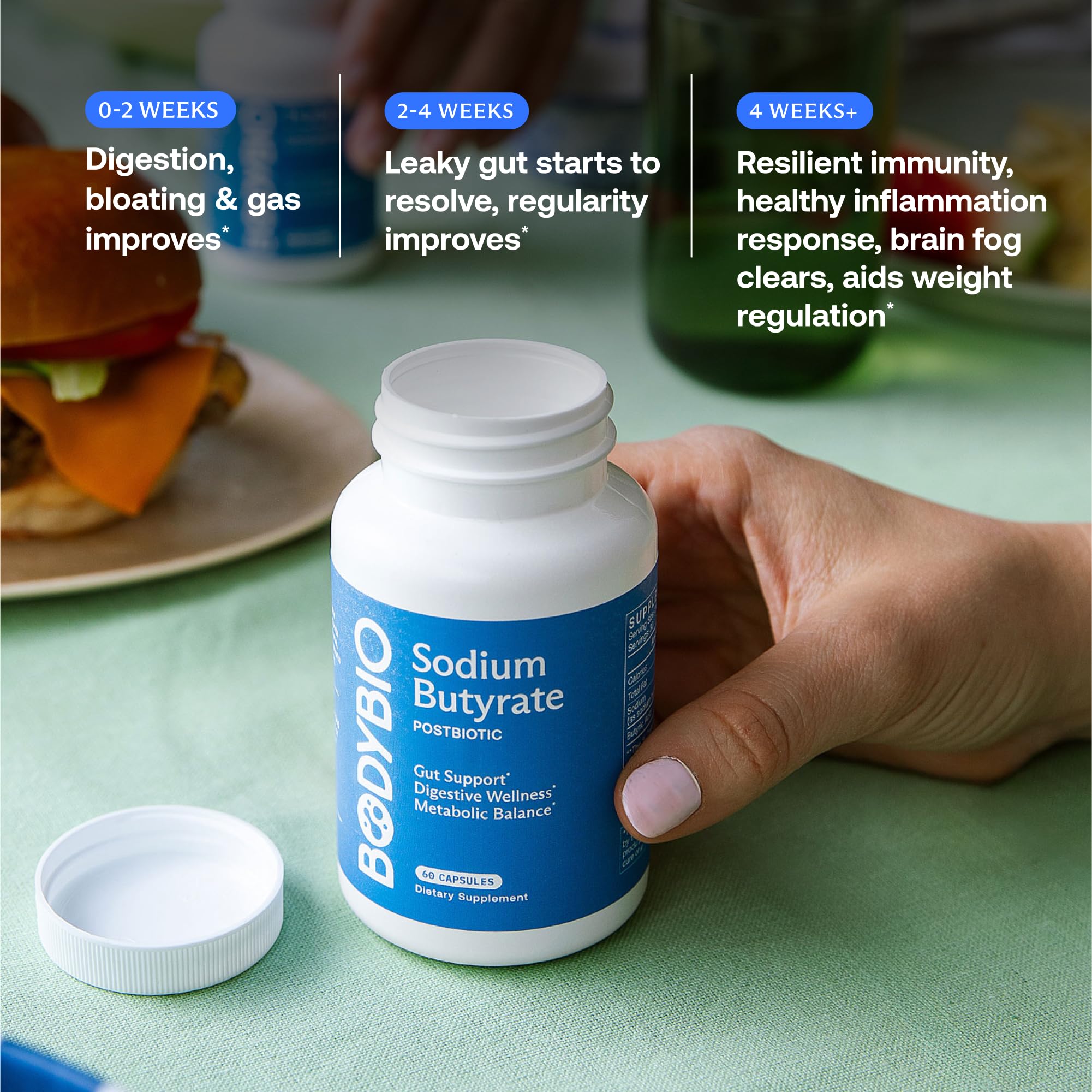 BodyBio Butyrate - Postbiotic for Gut Health, Digestive Support, Bloat, Gas & Constipation Relief, Leaky Gut Repair - Sodium + Butyric Acid Supplement for GI Wellness BodyBio uk supplements