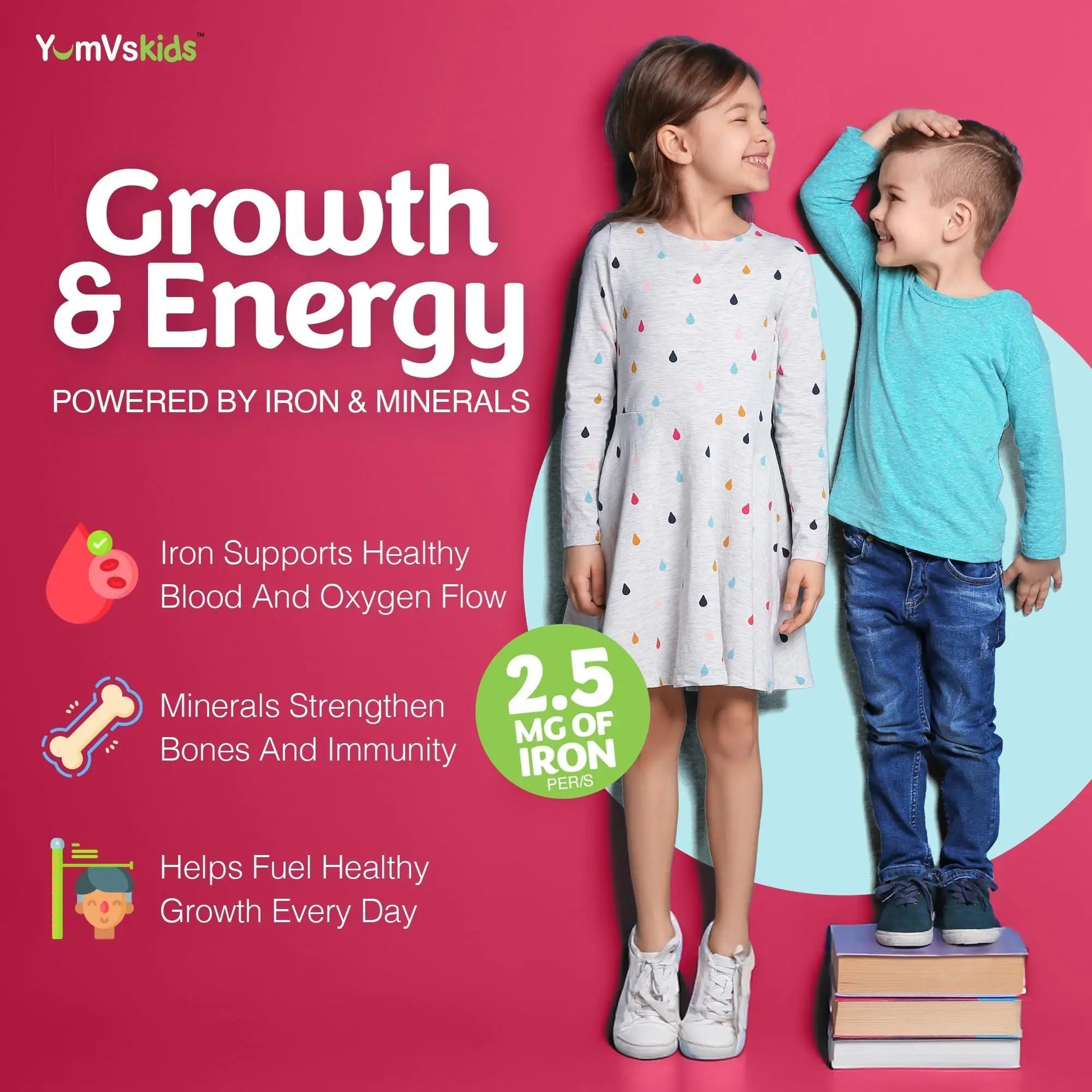 YumVs Kids Multivitamin with Iron & Minerals Chewable Tablets – Grape & Berry Flavor Vitamins for Toddlers & Children Age 2+ – Daily Multivitamin YUM-V'S uk supplements