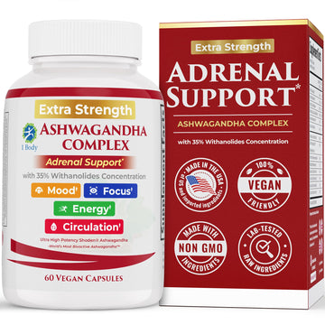 Ashwagandha Complex Adrenal Support Supplement for Stress Relief, Cortisol Balance, Energy & Focus, Mood Support, 35% Withanolides, 60 Vegan Capsules 1 Body uk supplements