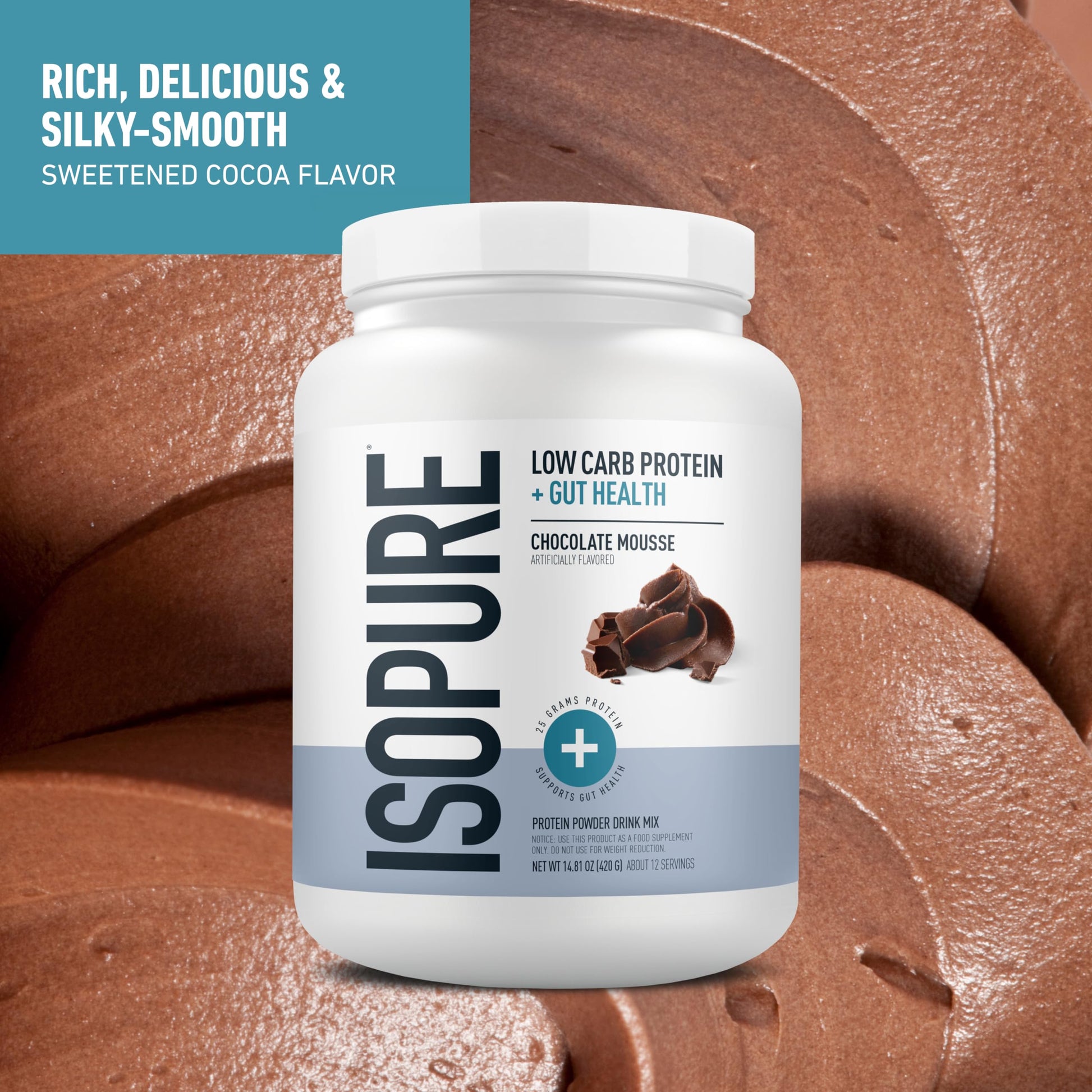 Isopure Protein + Gut Health & Immune Support Powder, Chocolate Mousse, 25g Whey Protein with Prebiotics & Vitamins, 12 Servings (Pack of 1) Isopure uk supplements
