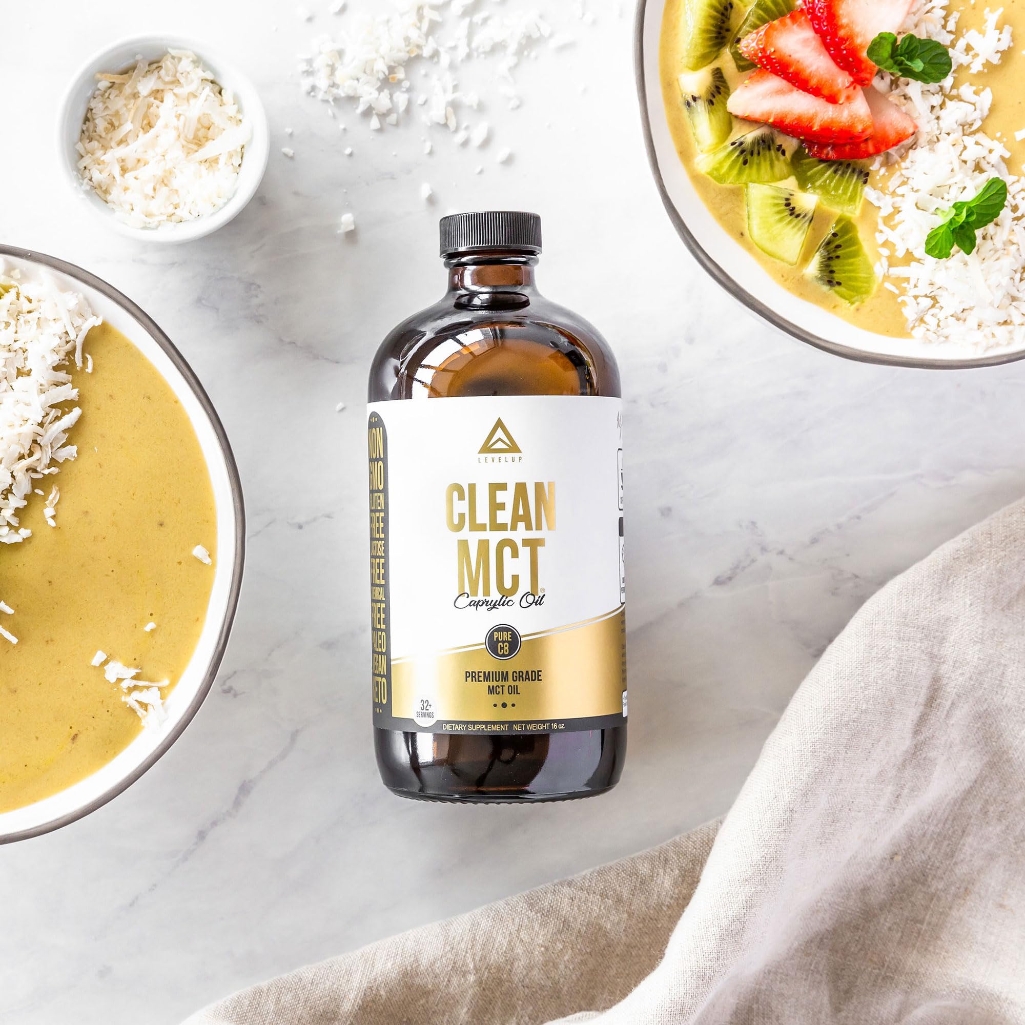 LevelUp Clean MCT Oil - 100% Caprylic C8 for Energy, Focus, Weight Management LevelUp uk supplements