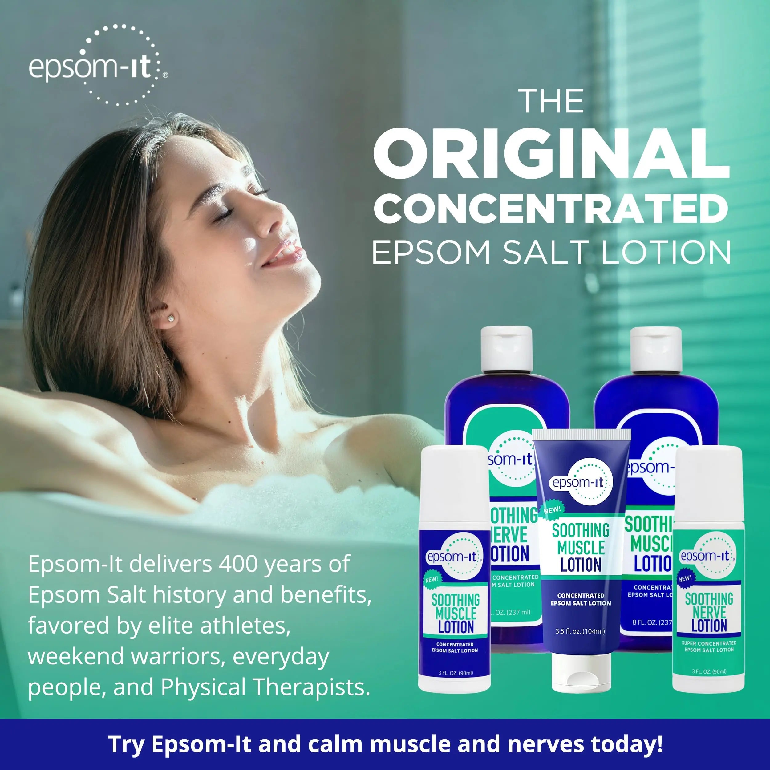 Epsom-It Soothing Muscle Lotion - Roll On Epsom Salt Lotion with Arnica for Muscle Stiffness, Leg, Knees and Feet Discomfort, Topical Magnesium Cream, 3oz EPSOM-IT uk supplements