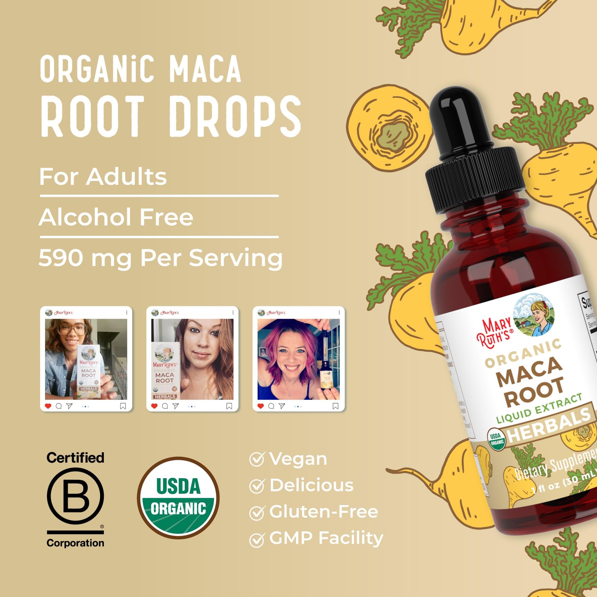 MaryRuth’s USDA Organic Maca Root Liquid Drops | Vegan | Non-GMO | Gluten Free | Alcohol Free | 1 Fl Oz MARYRUTH'S uk supplements