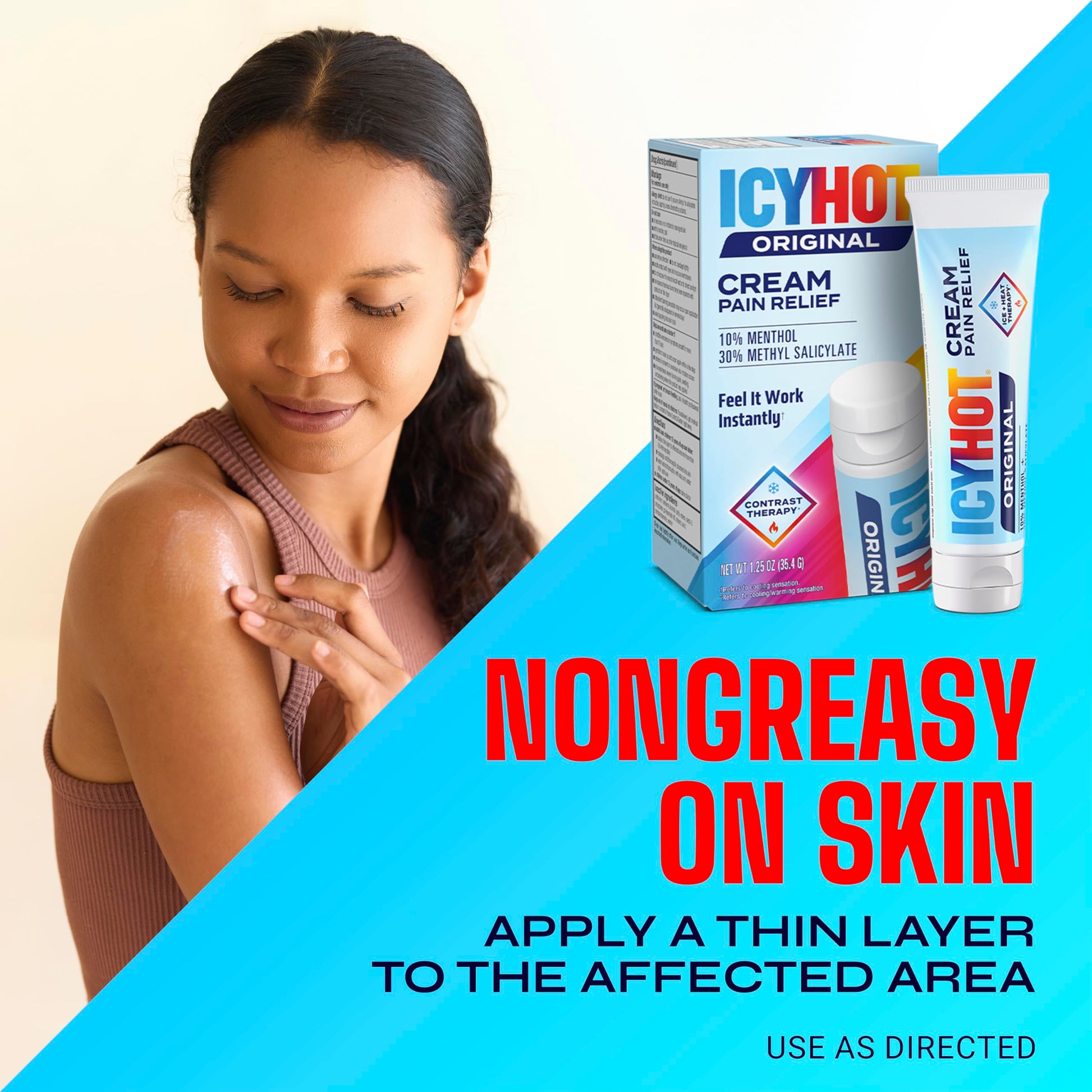 Icy Hot Original Pain Relief Cream, Fast-Acting Pain Relief with Menthol 10% and Methyl Salicylate 30%, Ice and Heat Contrast Therapy for Backaches, Joints, Muscle Strains and Arthritis, 1.25 oz Icy Hot uk supplements
