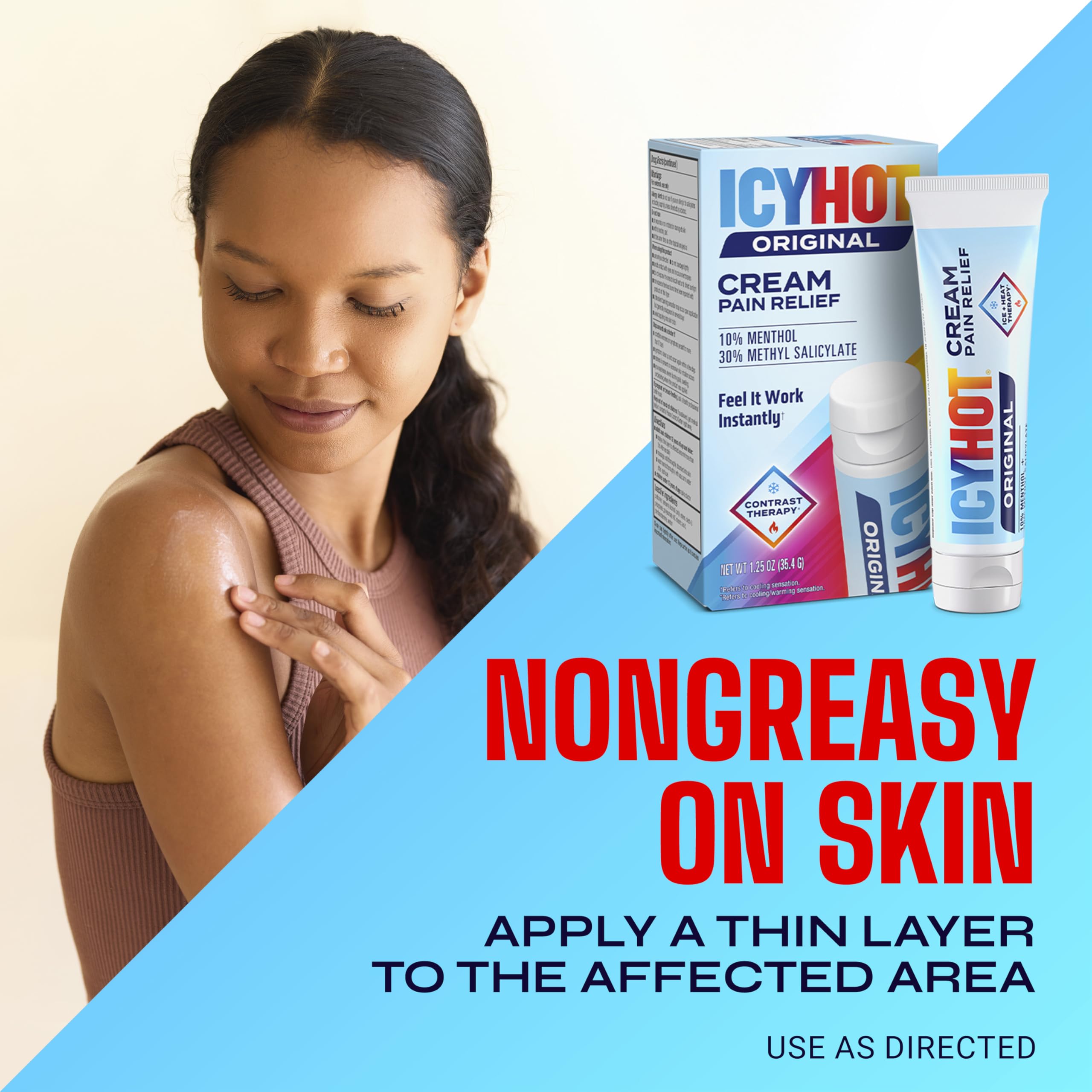 Icy Hot Original Pain Relief Cream, Fast-Acting Pain Relief with Menthol 10% and Methyl Salicylate 30%, Ice and Heat Contrast Therapy for Backaches, Joints, Muscle Strains and Arthritis, 1.25 oz Icy Hot uk supplements