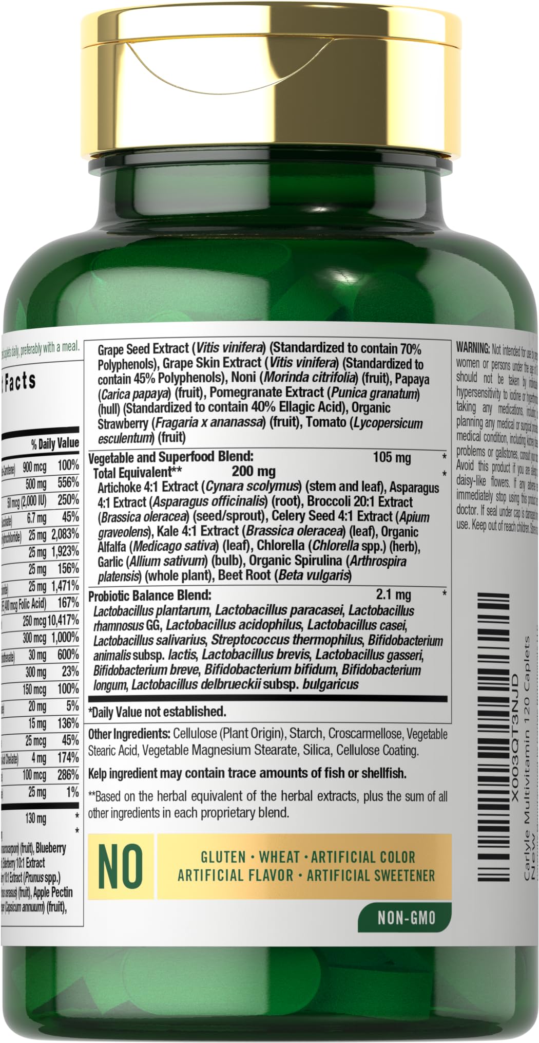 Carlyle Fruits and Veggies Supplement | 120 Count | Superfood Multivitamin with Probiotics | Made with 20 Fruits and Vegetables | Non-GMO & Gluten Free Carlyle uk supplements