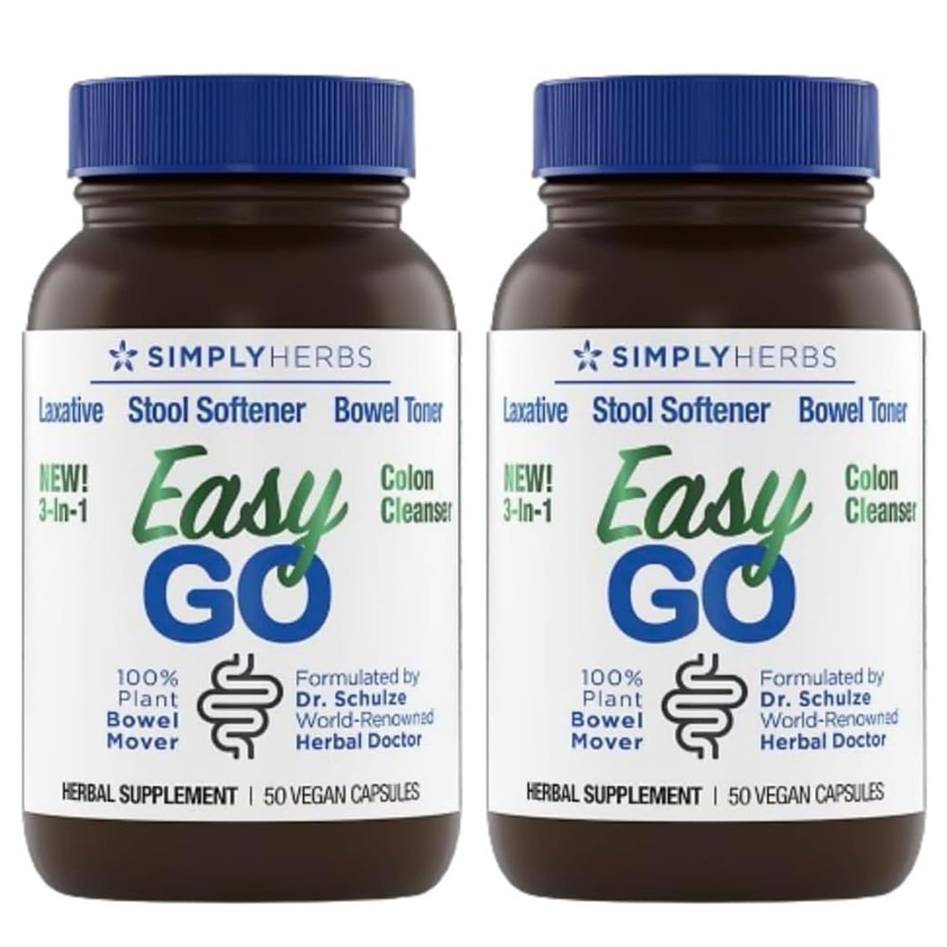 Simply Herbs Easy Go Bowel Mover - Adult Cleansing Supplement for Colon Health Support - Bowel Movement Aid - Stool Softener - Daily-Use Laxative - Plant-Based Ingredients - Vegan - 100 Count (2 Pack) Dr. Schulze's uk supplements