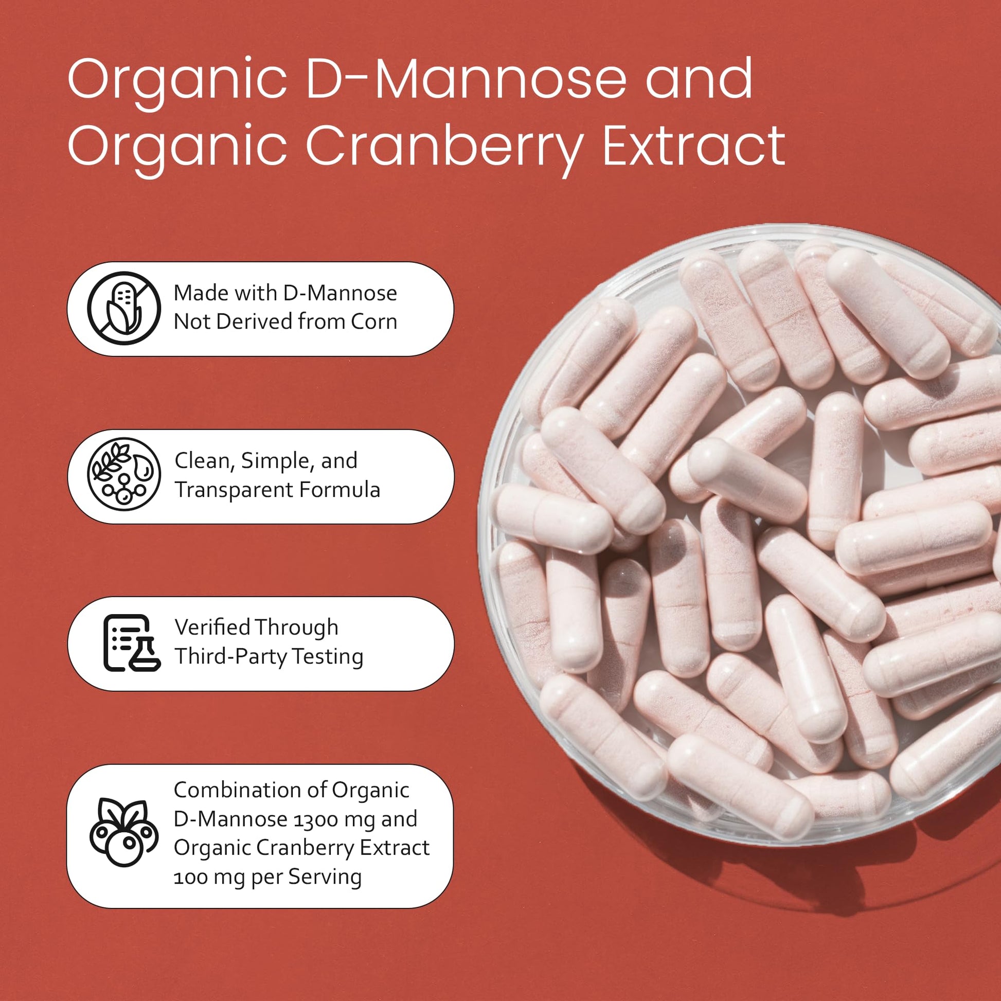 NaturaLife Labs Organic D-Mannose 1300 mg with Organic Cranberry Extract 100 mg per Serving – 100 Capsules – Non-GMO, Gluten-Free, Vegan NaturaLife Labs uk supplements