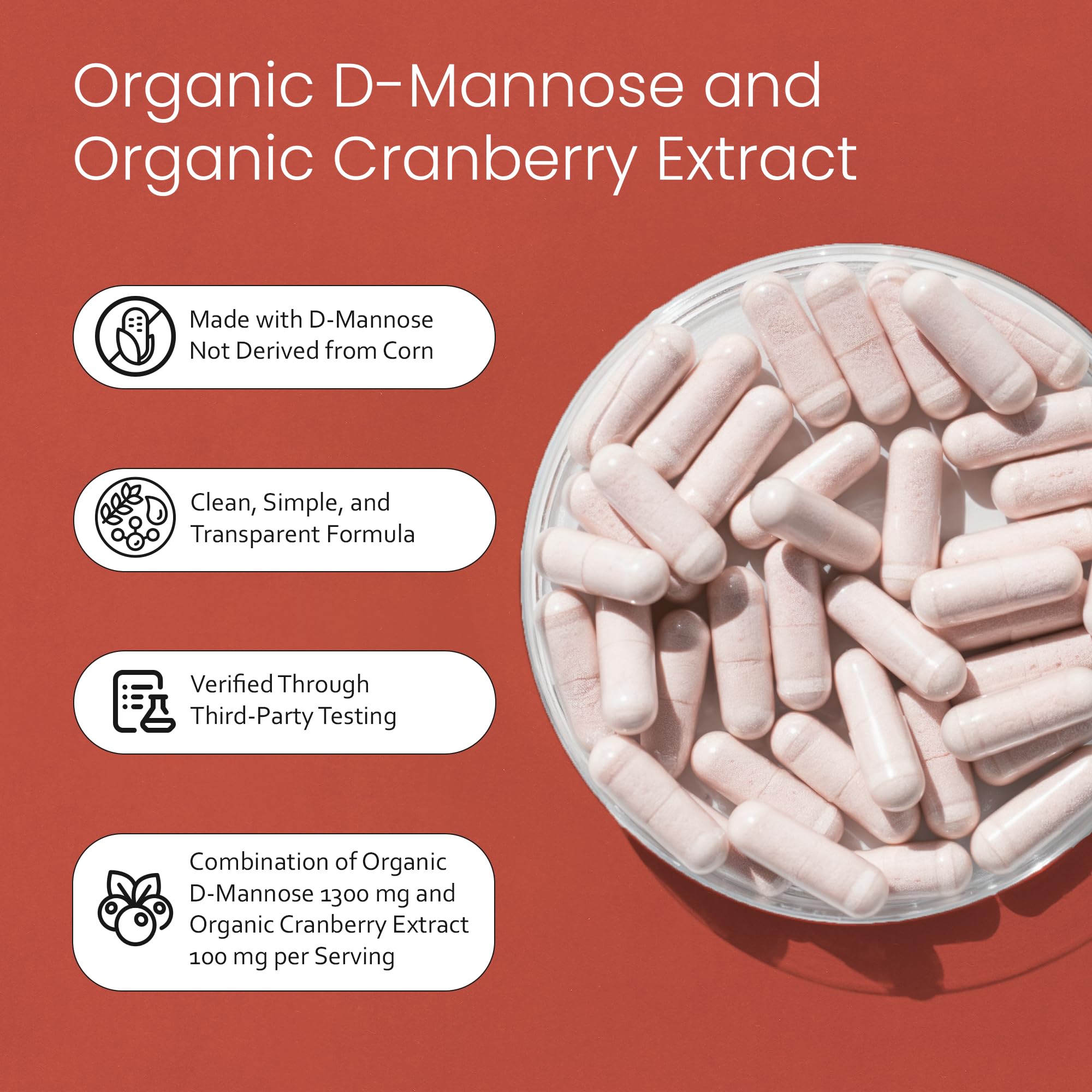 NaturaLife Labs Organic D-Mannose 1300 mg with Organic Cranberry Extract 100 mg per Serving – 100 Capsules – Non-GMO, Gluten-Free, Vegan NaturaLife Labs uk supplements