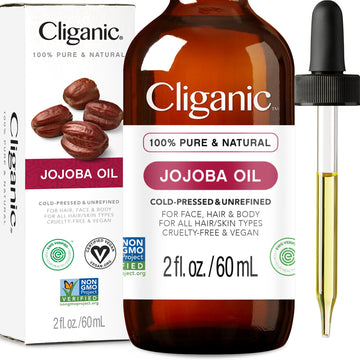 Cliganic Non-GMO Jojoba Oil for Skin, Hair & Face (2oz) | 100% Pure, Natural Cold Pressed Unrefined Cliganic uk supplements